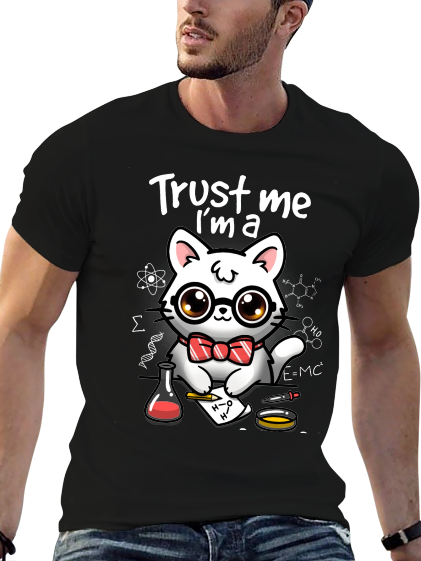 Black Trust Me, I'm a Scientist Cat Graphic T-Shirt view 6