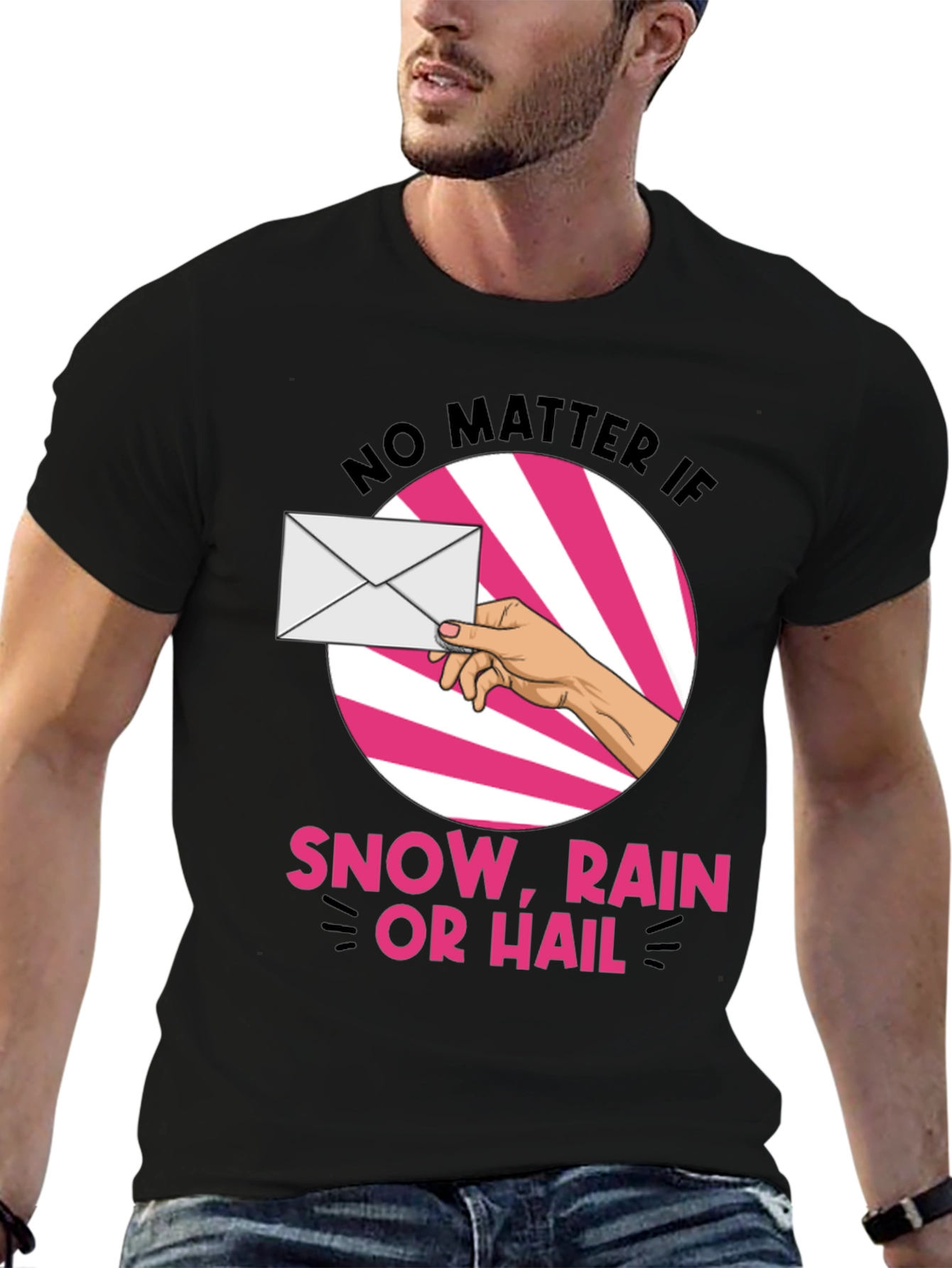 Black Mail Carrier T-Shirt: Snow, Rain or Hail view 6