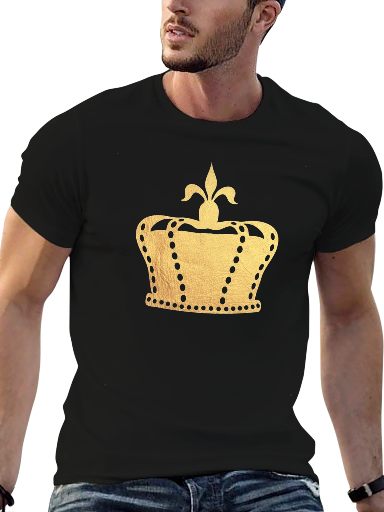 Black Gold Crown Graphic Black T-Shirt view 6