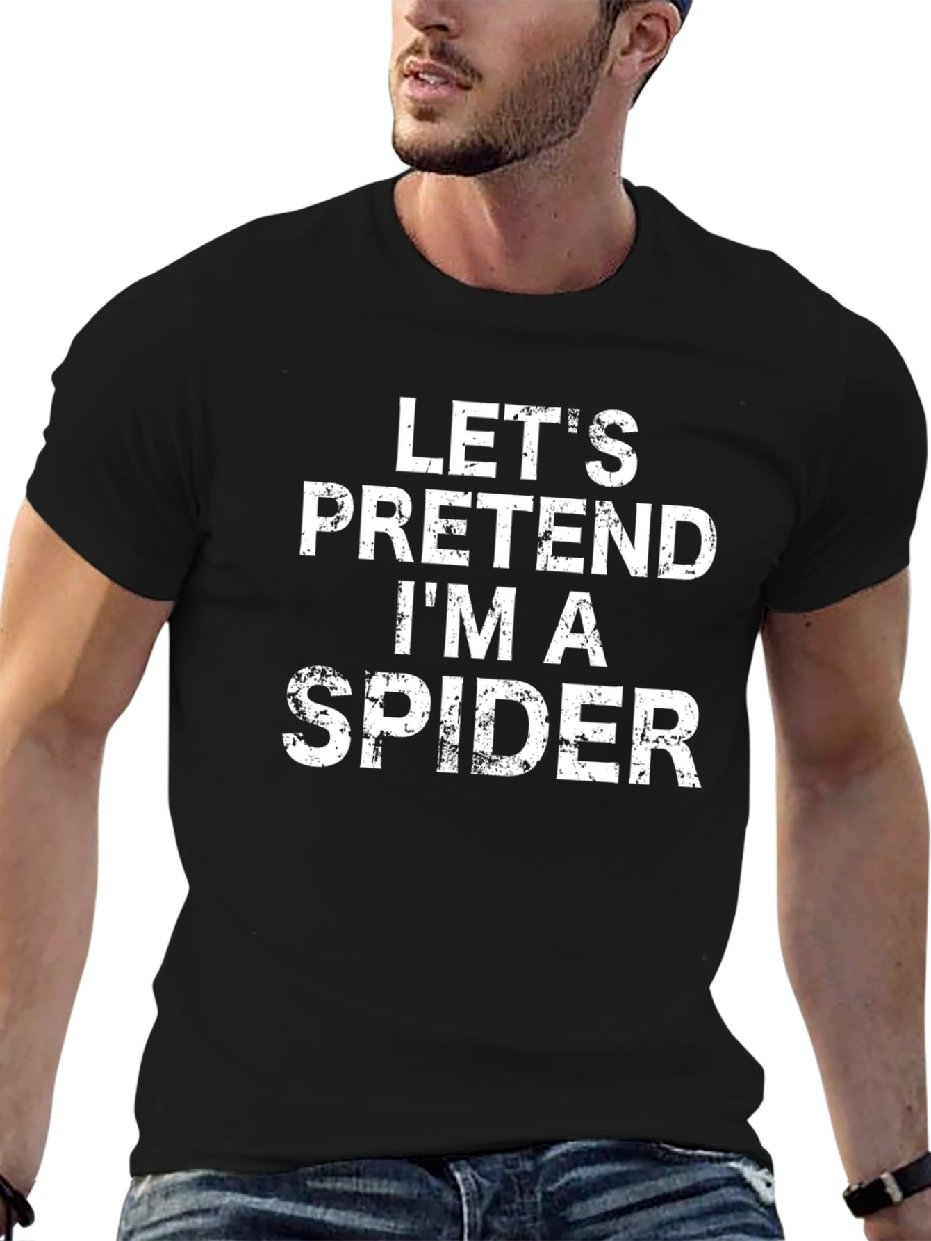 Black Let's Pretend I'm a Spider Graphic Tee view 6