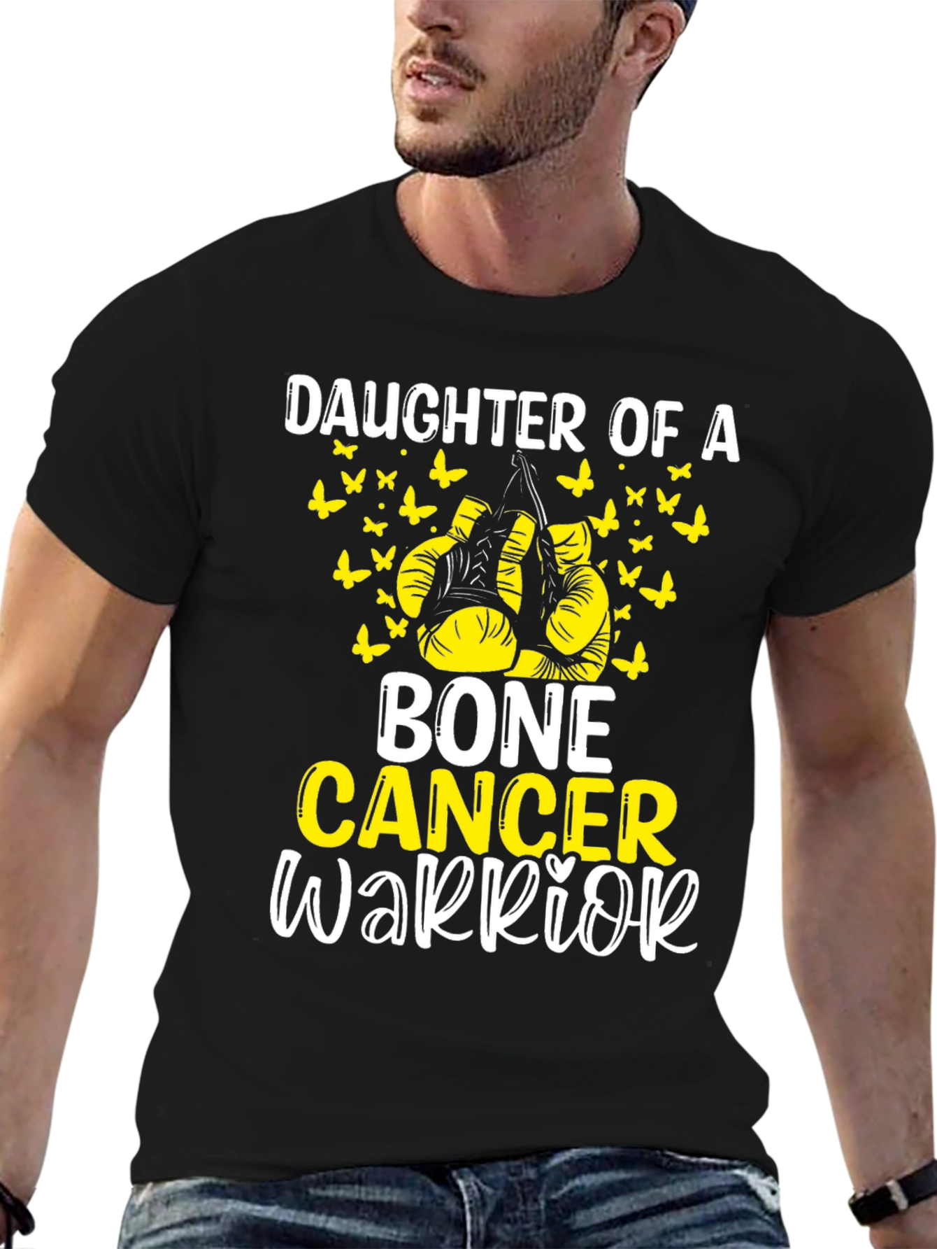 Black Bone Cancer Warrior Daughter T-Shirt view 6