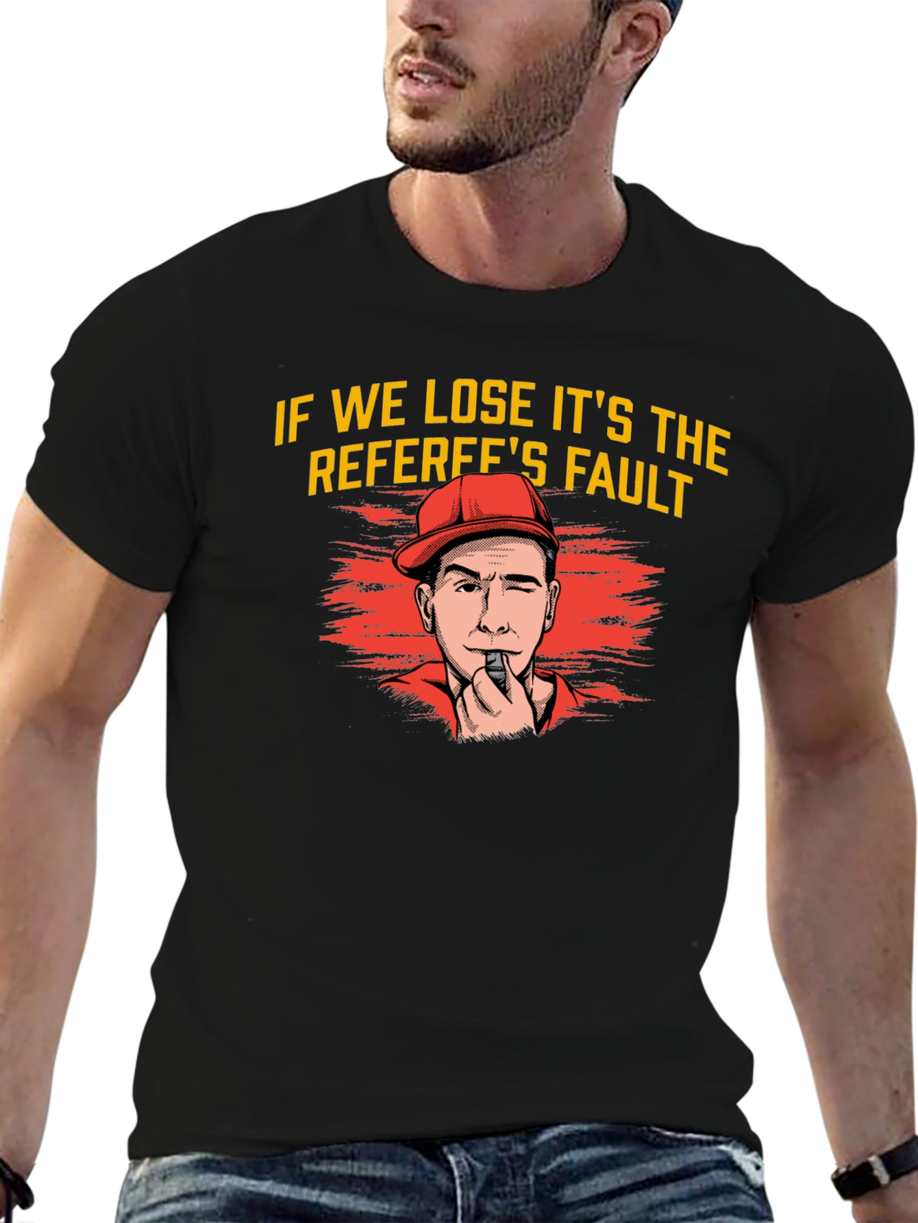 Black Referee's Fault T-Shirt - Funny Sport Tee view 6