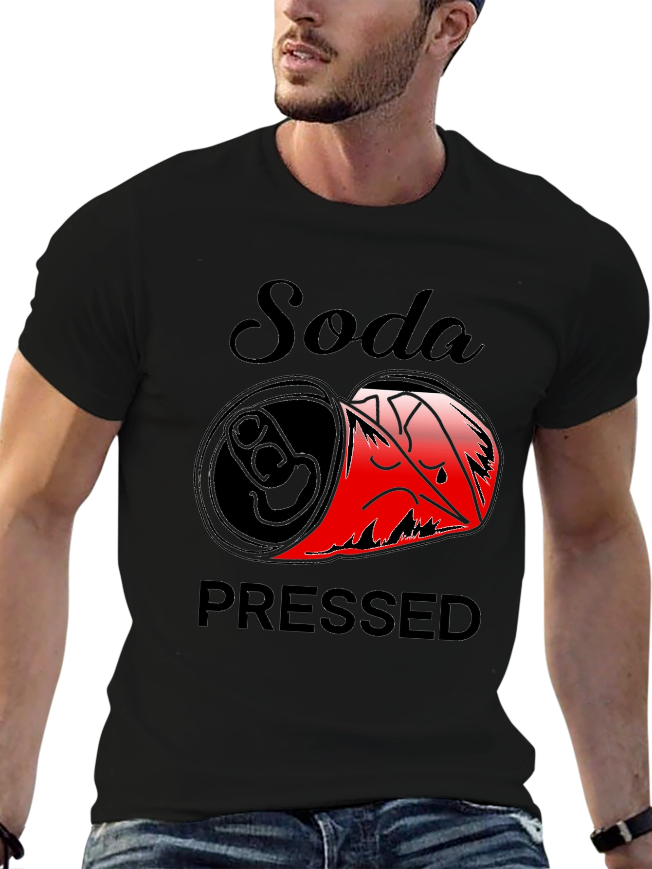 Black Soda Pressed Graphic Tee - Funny Pun T-Shirt view 6