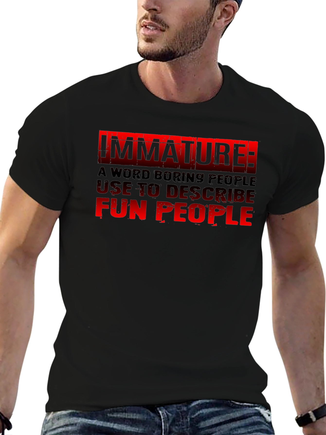 Black Immature: Fun People Graphic Tee - Black Cotton view 6