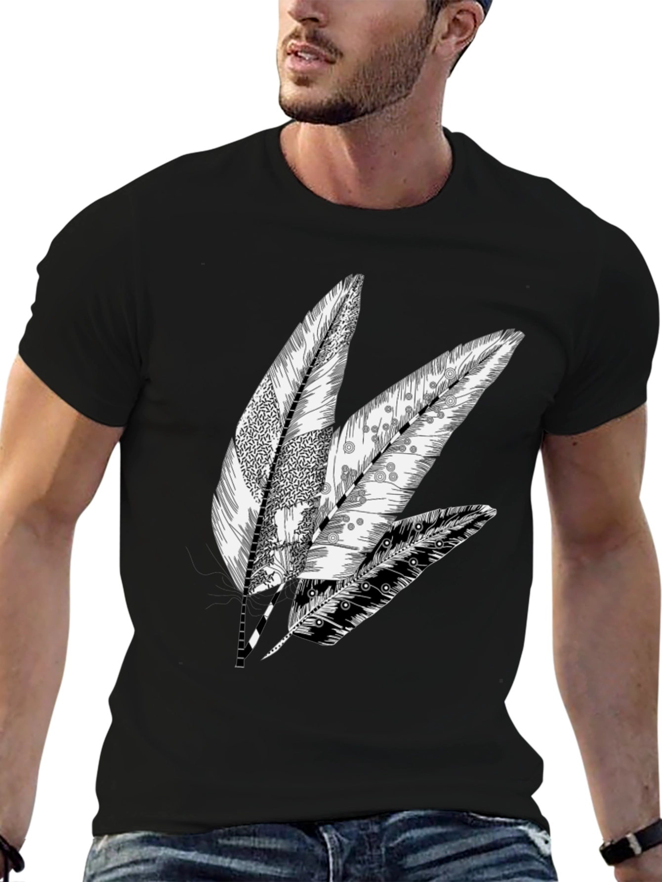 Black Feather Graphic Black Tee view 6