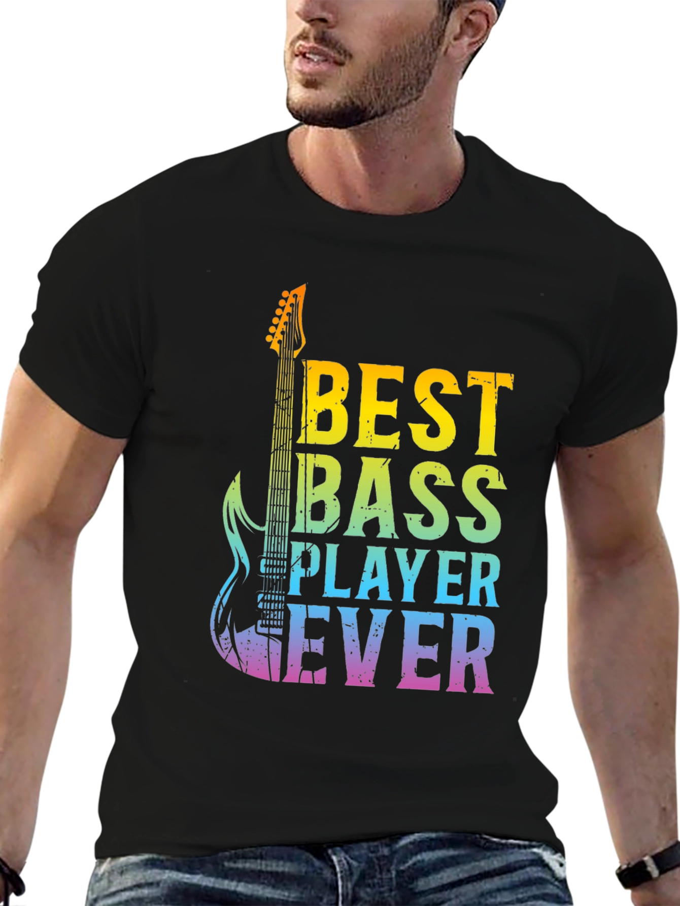 Black Best Bass Player Ever Graphic T-Shirt view 6