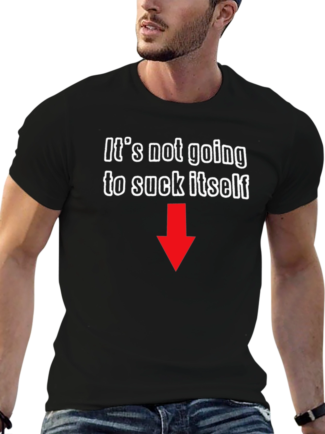 Black Humorous Graphic T-Shirt - It's Not Going To Suck Itself view 6