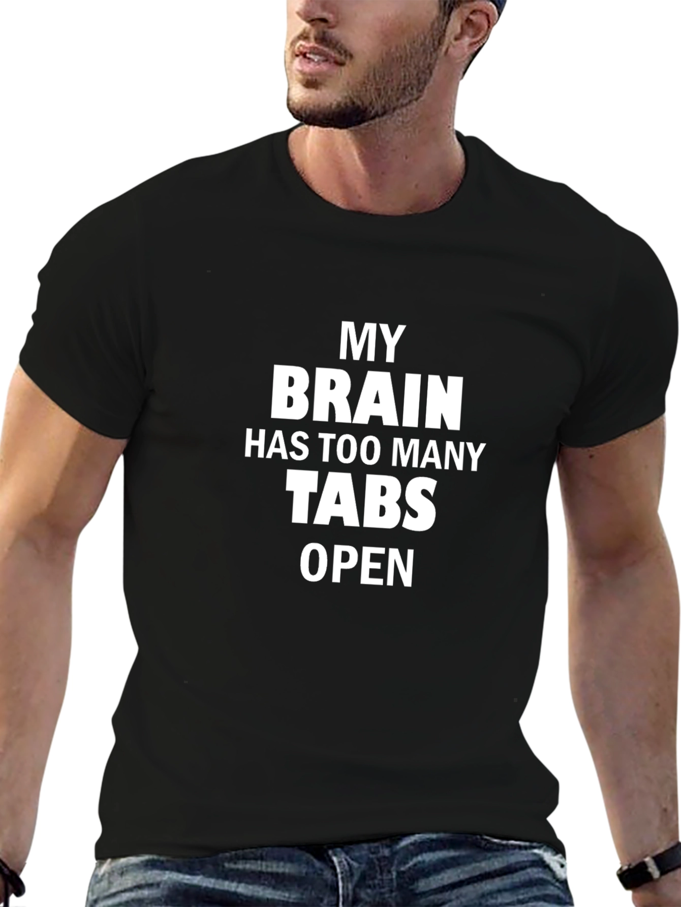 Black My Brain Has Too Many Tabs Open T-Shirt - Funny Graphic Tee view 6
