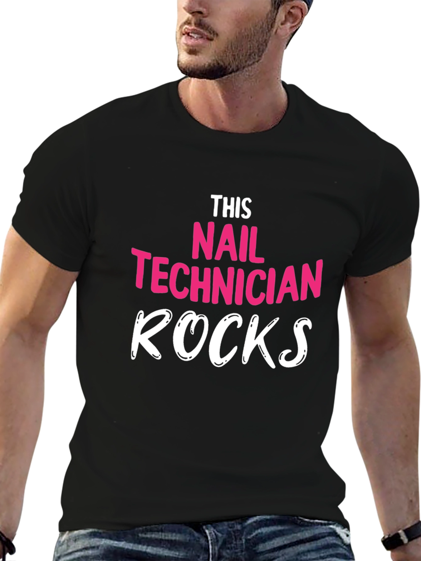 Black Nail Technician Rocks T-Shirt - Unisex view 6