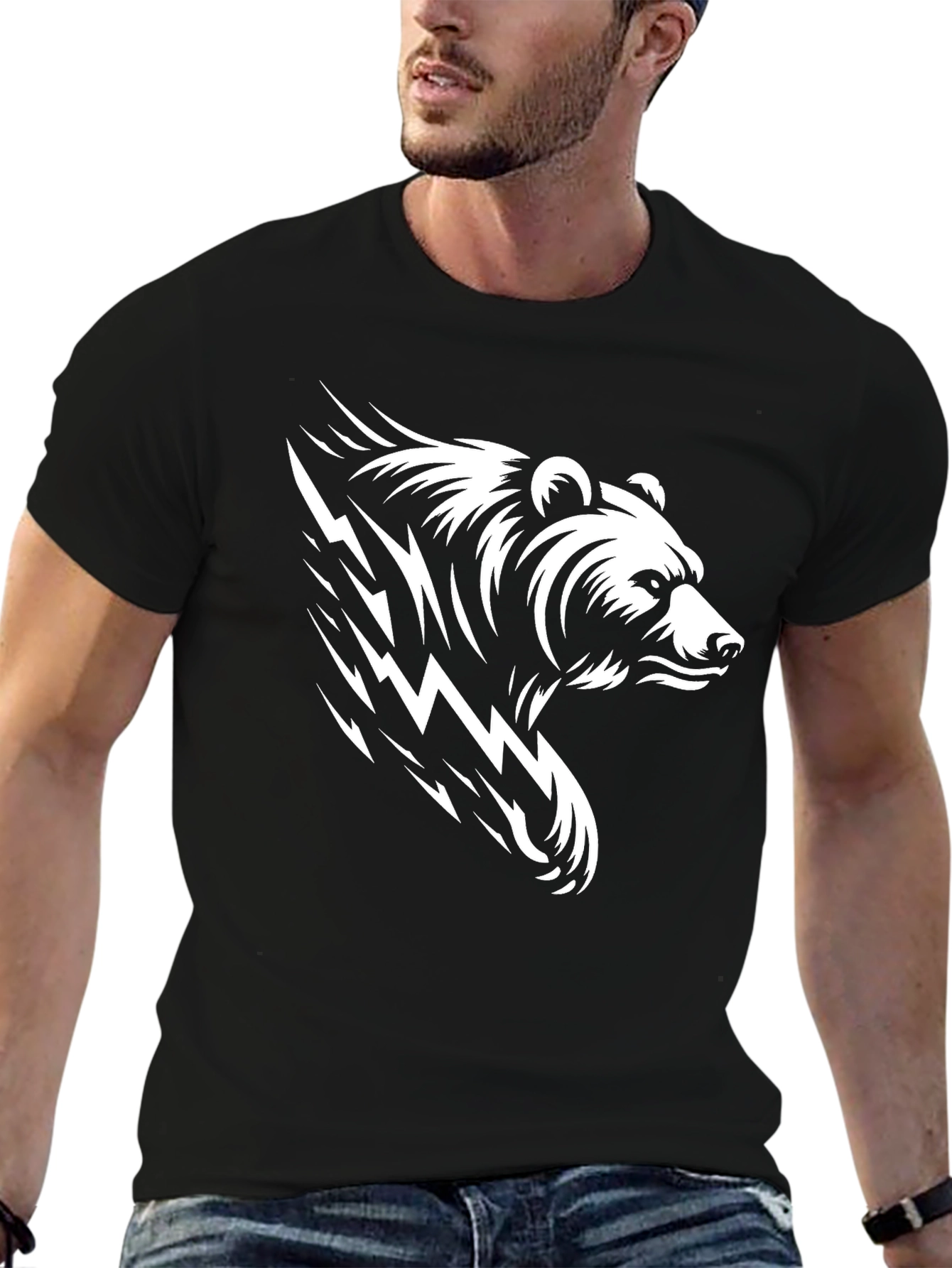 Black Men's Black Bear Graphic T-Shirt view 6