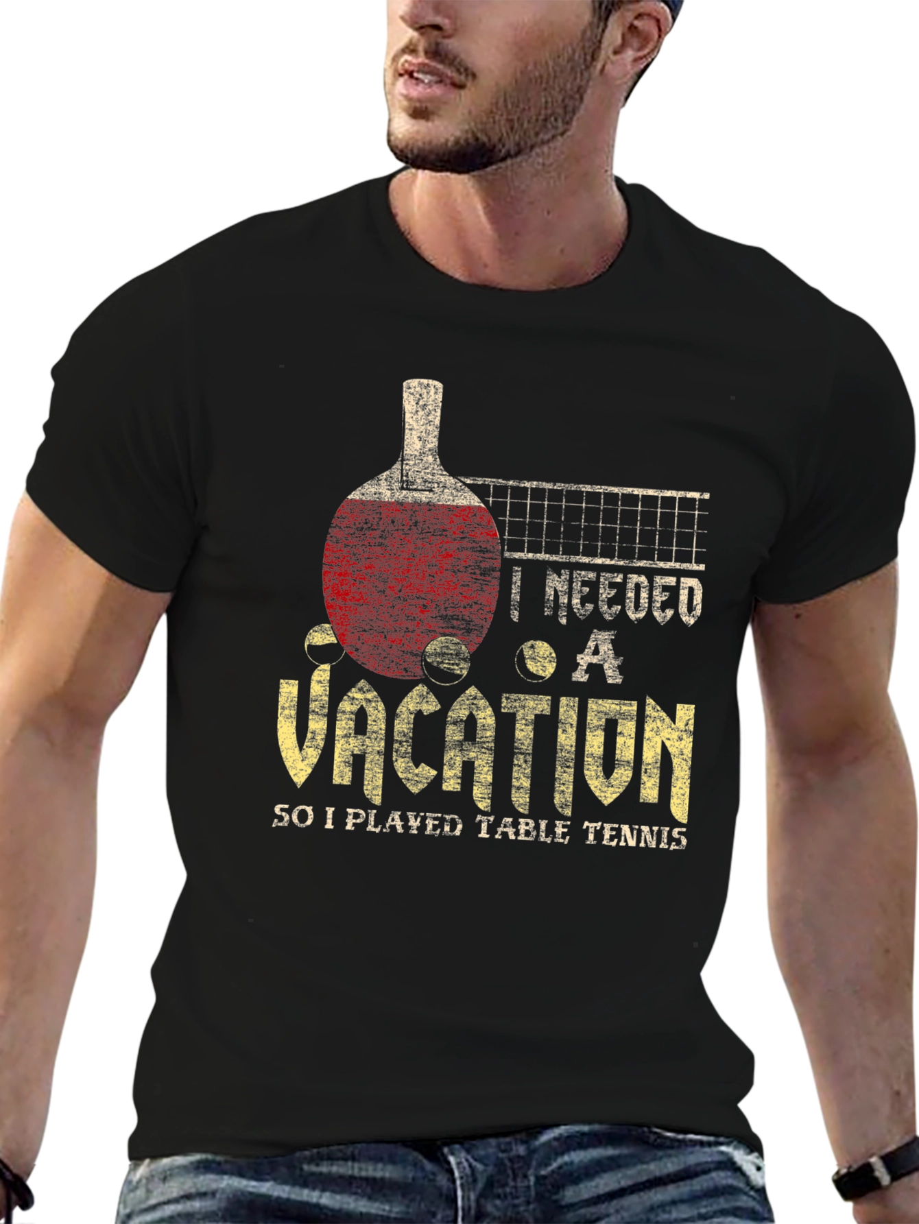 Black Vacation Table Tennis T-Shirt view 6
