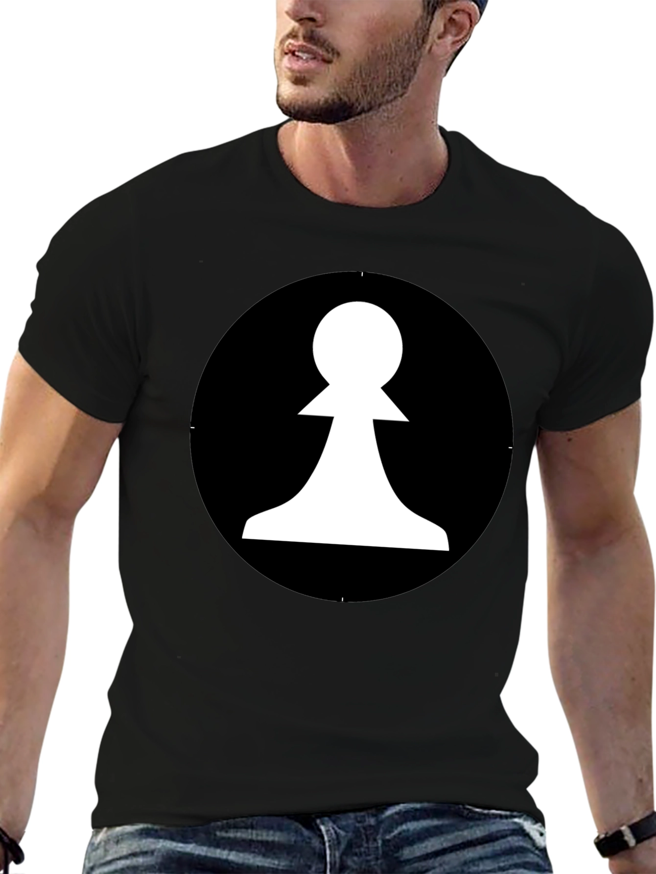 Black Chess Pawn Graphic Tee - Black Cotton T-Shirt view 6