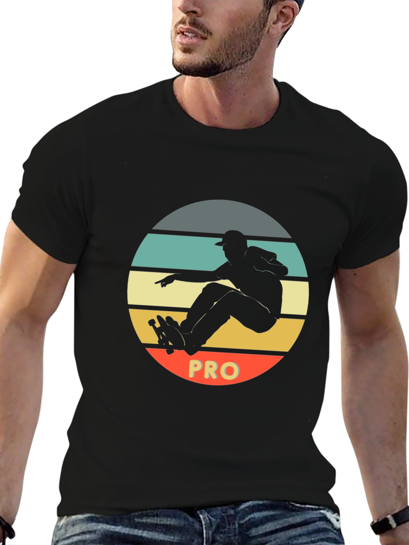 Black Skateboard Pro Black T-Shirt view 6