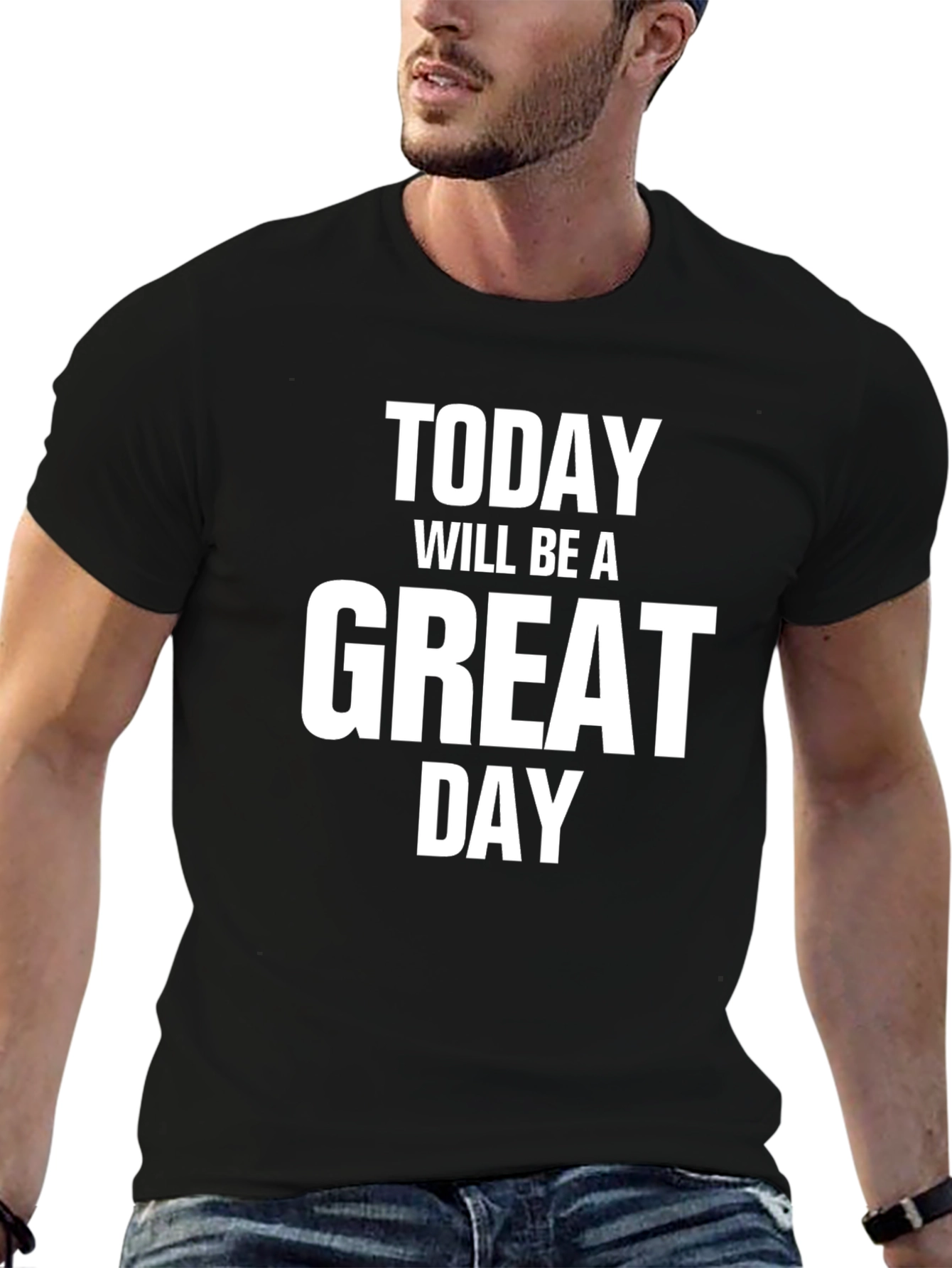 Black Great Day T-Shirt - Motivational & Stylish view 6