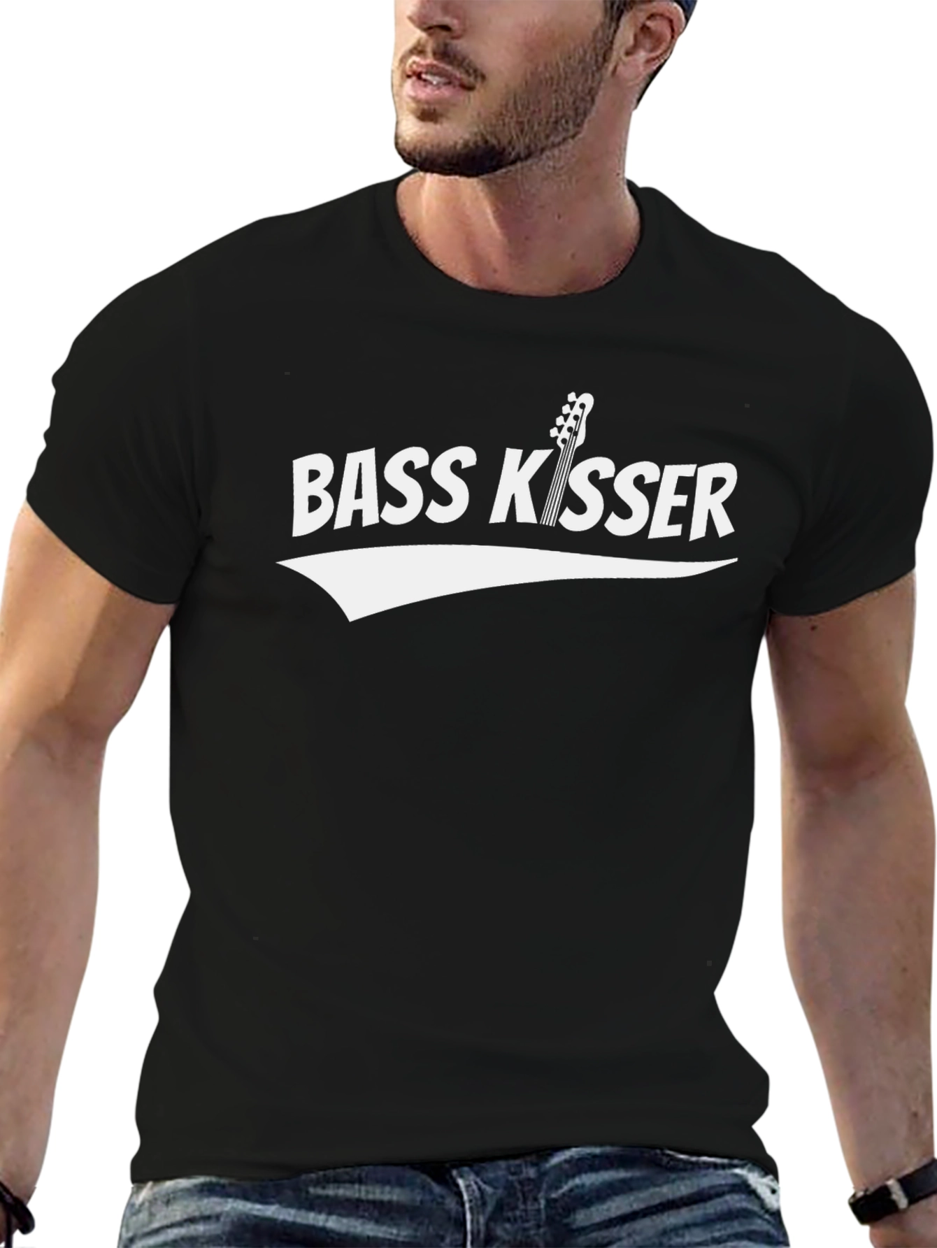 Black Bass Kisser Graphic Tee - Music Lover T-Shirt view 6
