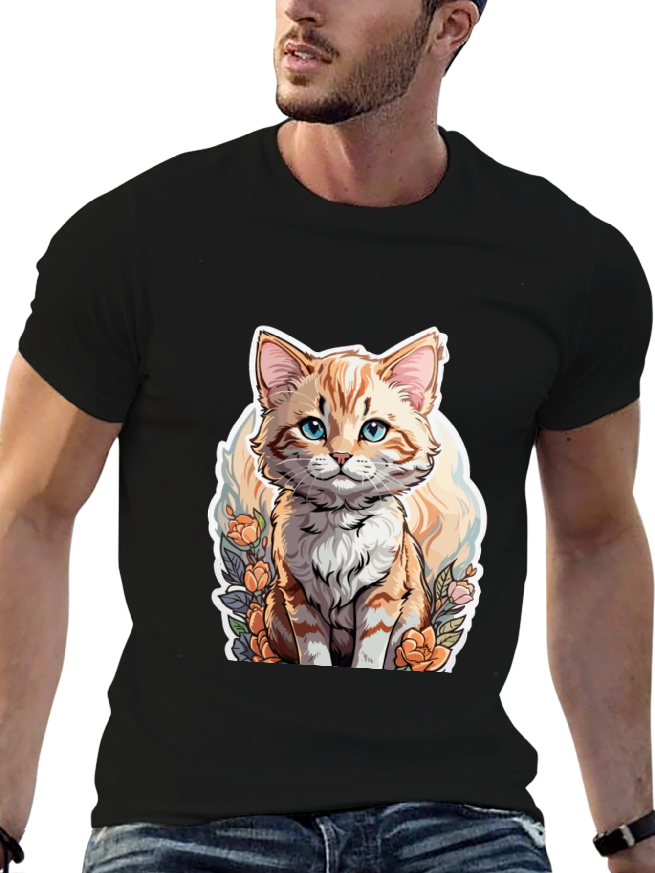 Black Cute Cat T-Shirt - Premium Comfort & Style view 6