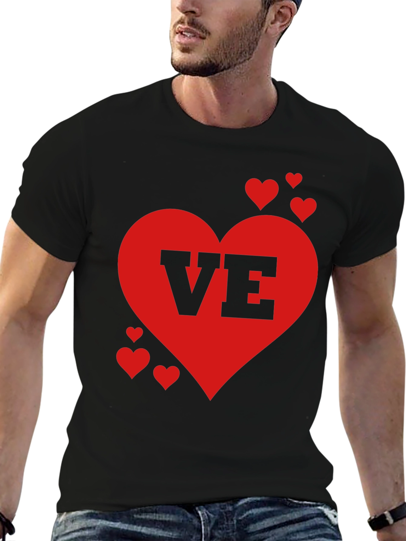 Black Love Valentine's Day Heart Graphic Tee Shirt view 6