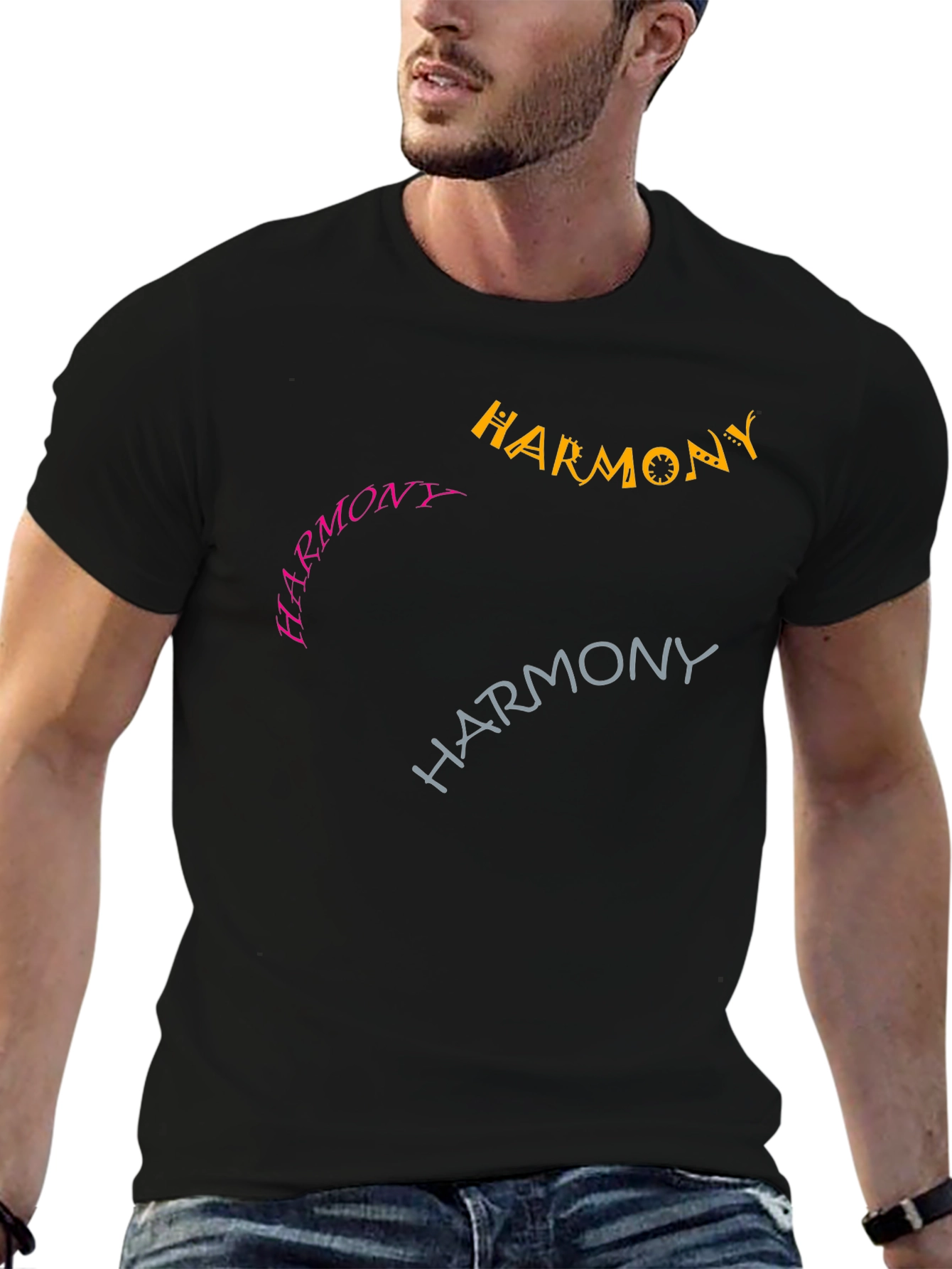 Black Harmony Tee - Graphic Design Black T-Shirt view 6