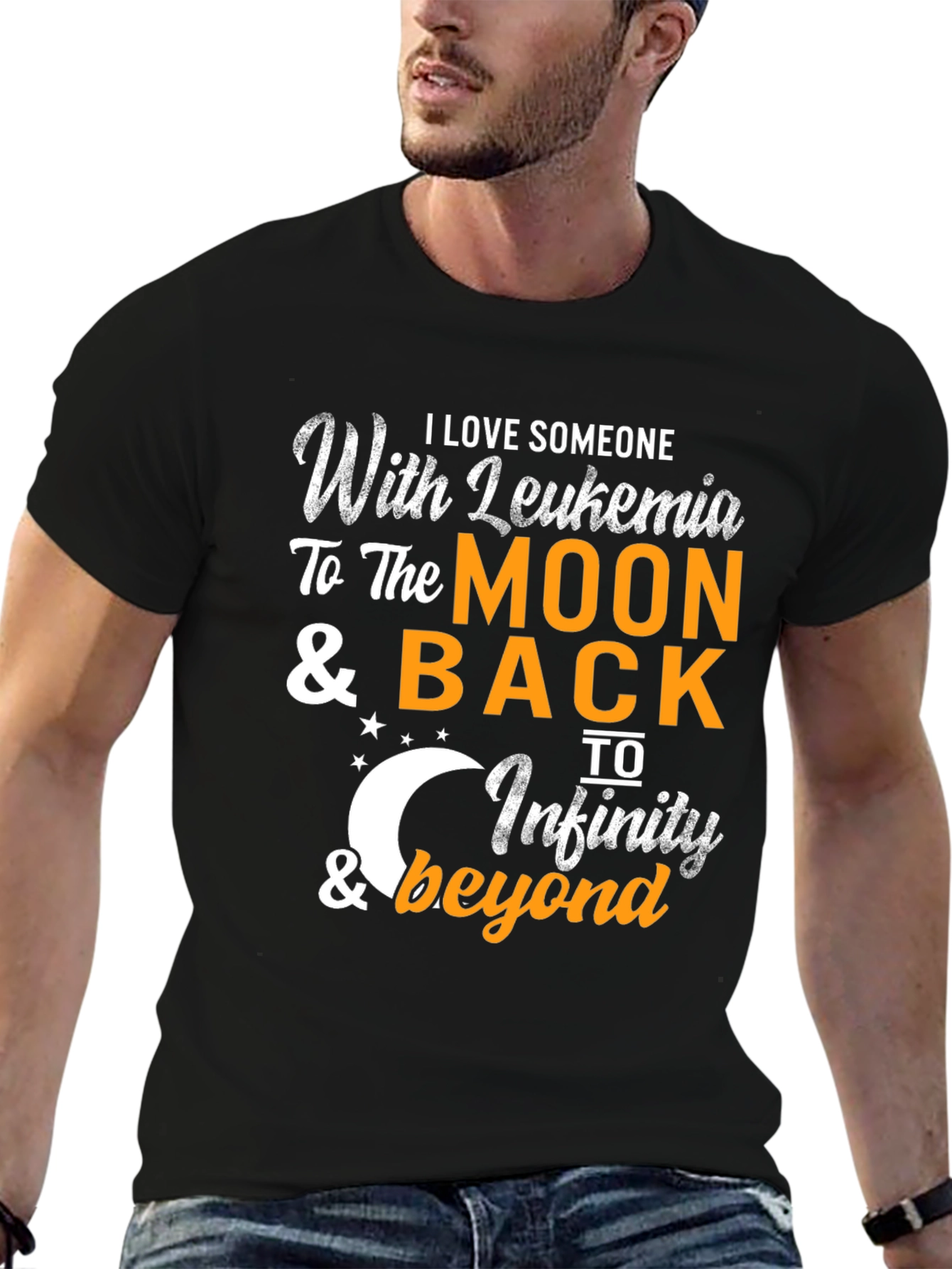Black Leukemia Awareness T-Shirt - Love to the Moon view 6