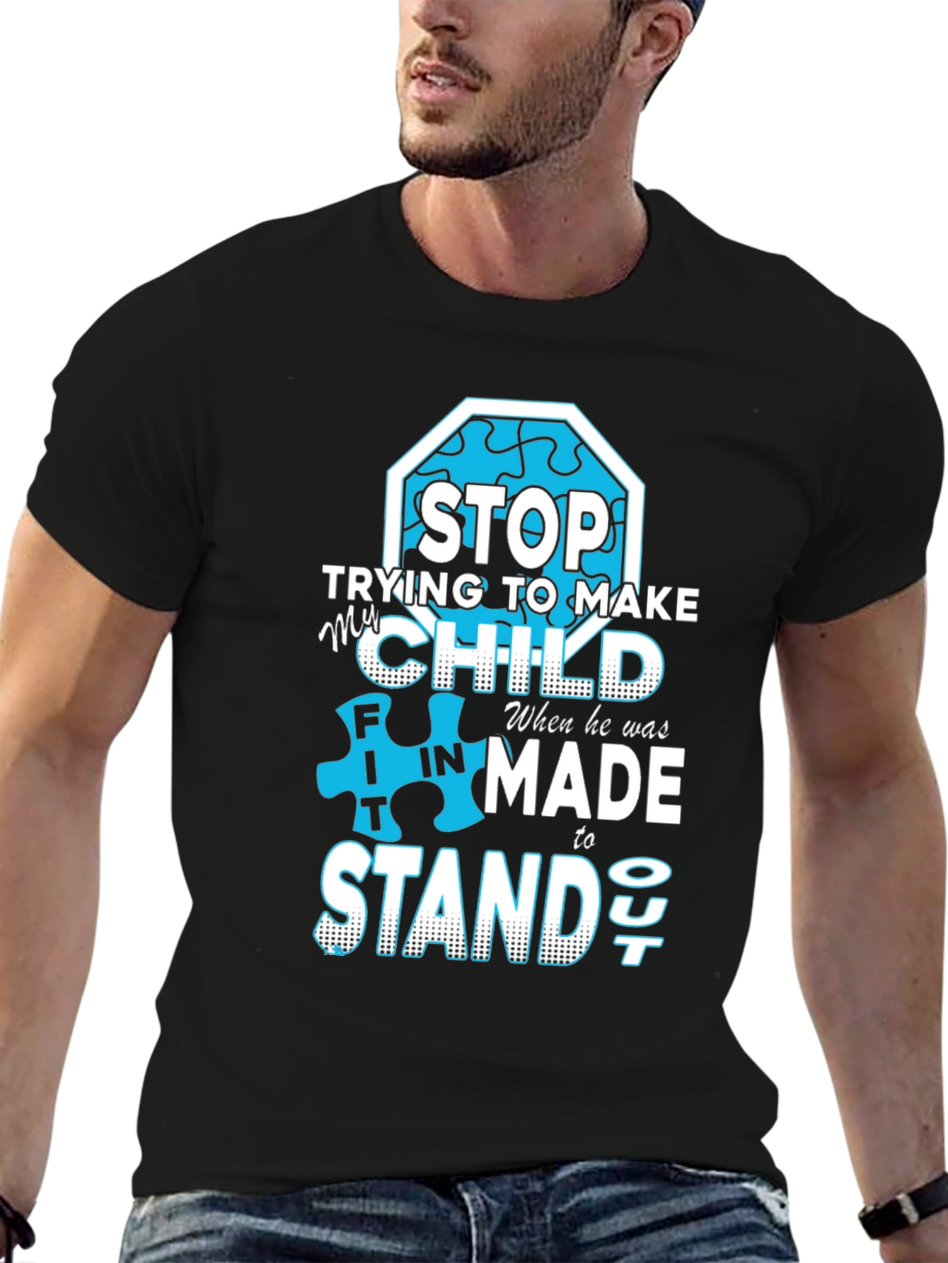 Black Autism Awareness T-Shirt: Stand Out view 6