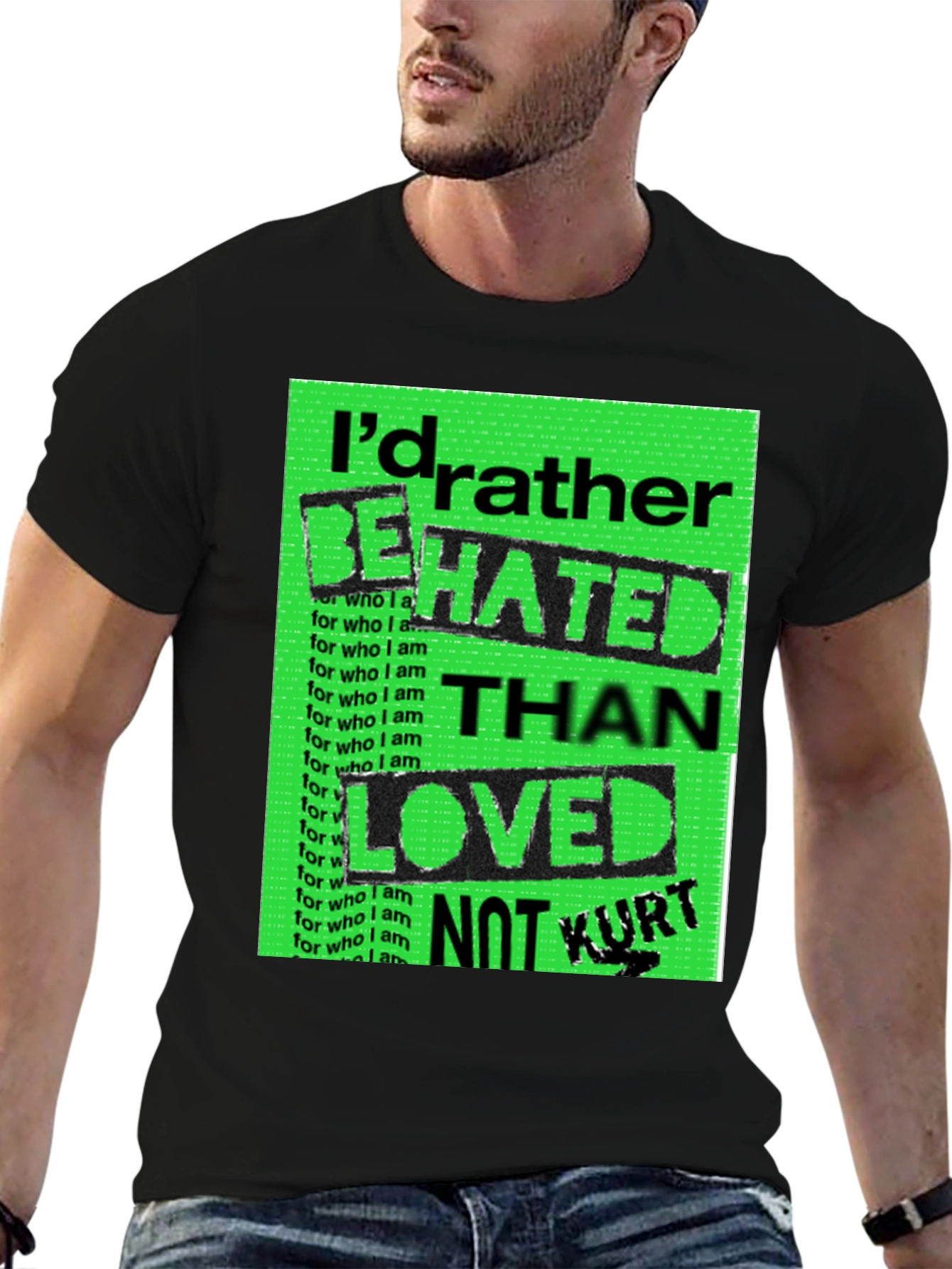 Black I'd Rather Be Hated Men's Graphic Tee view 6