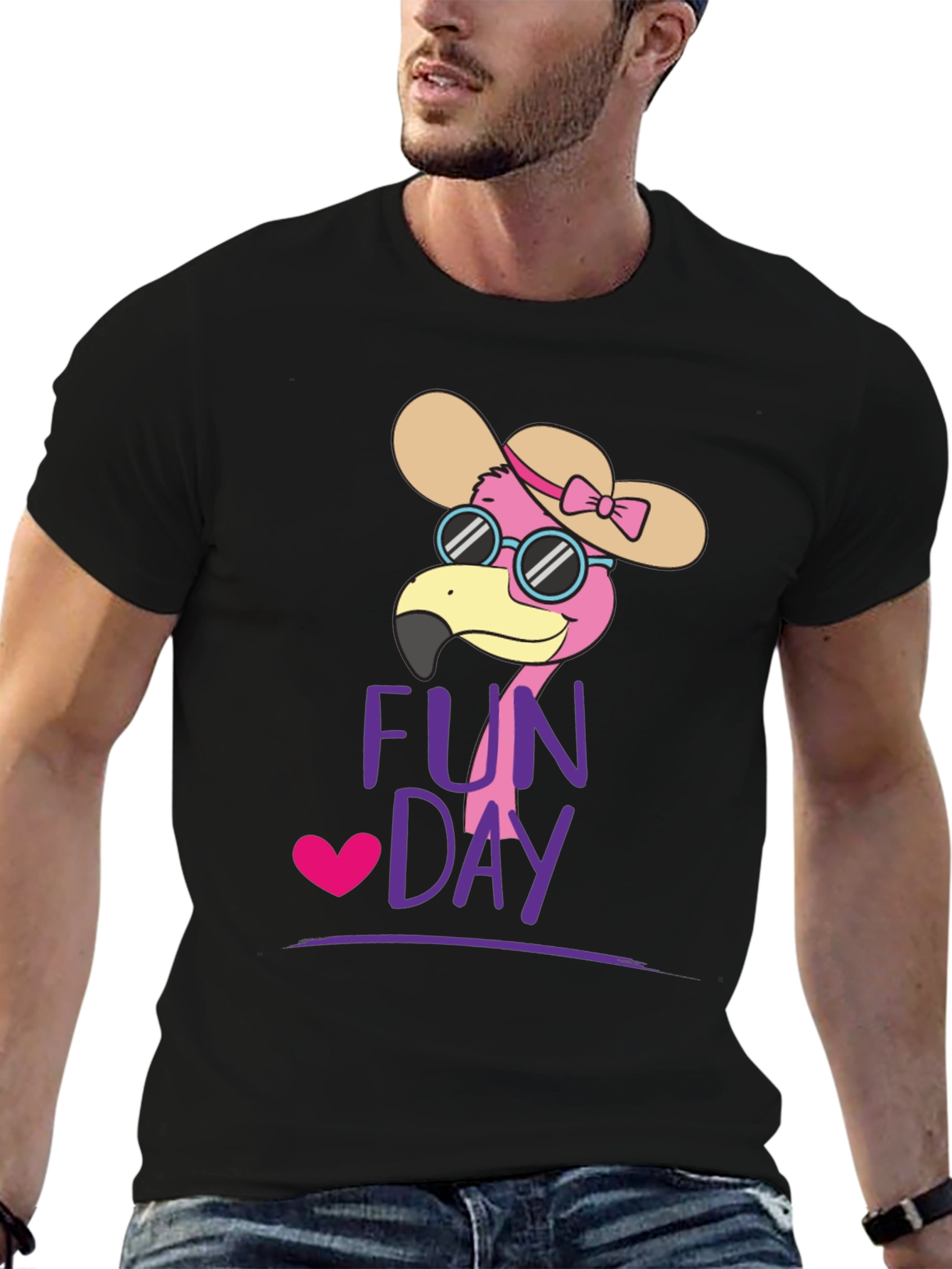 Black Fun Day Flamingo Graphic Tee - Casual Comfort view 6