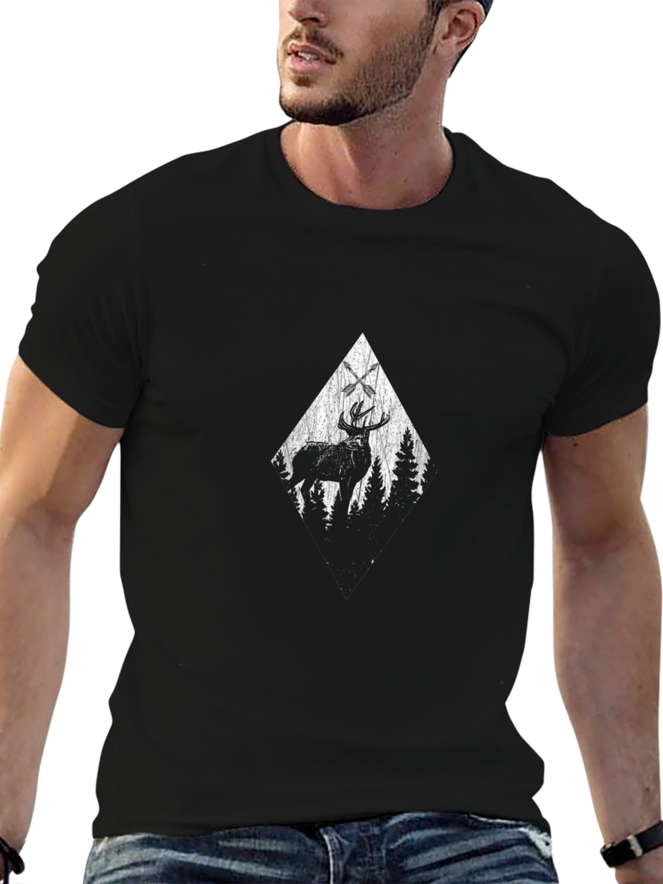 Black Deer Graphic Black T-Shirt view 6