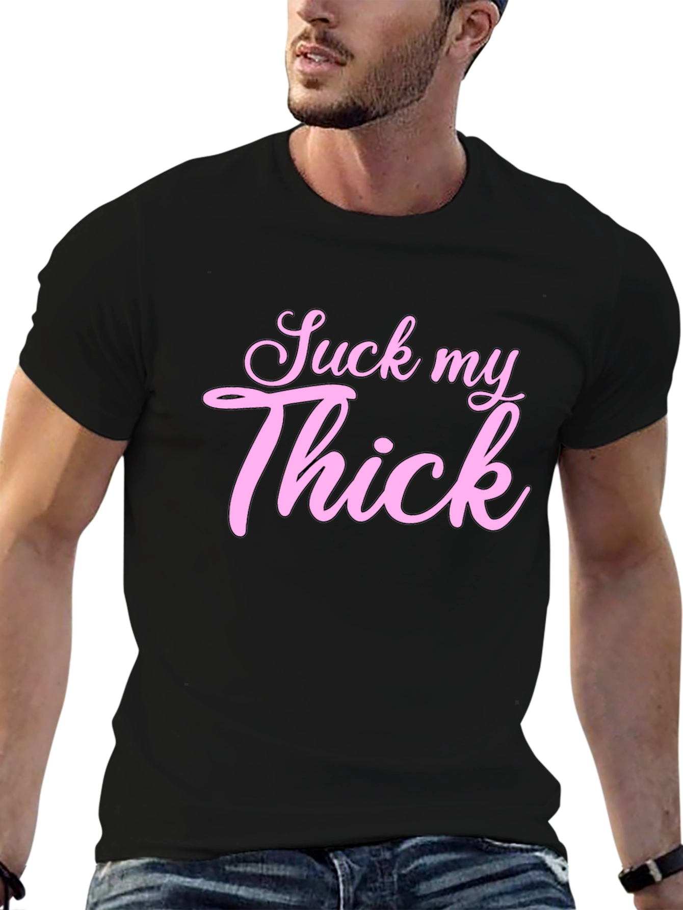 Black Suck My Thick Graphic Tee - Black view 6