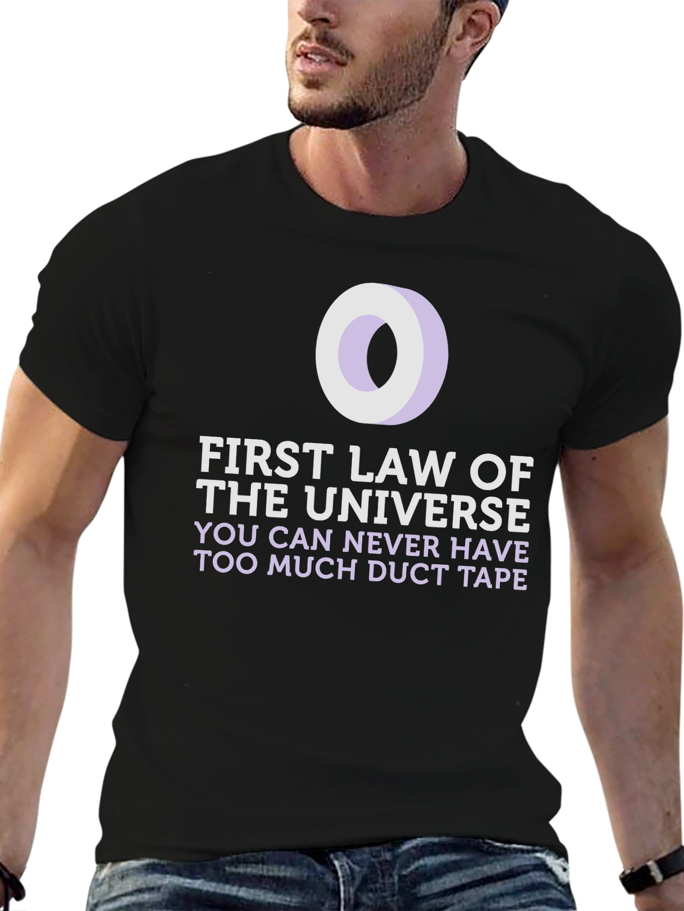 Black Duct Tape T-Shirt: First Law of the Universe Funny Tee view 6