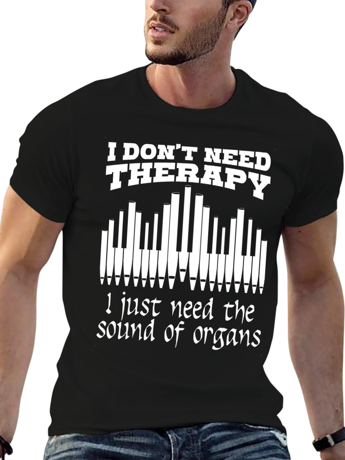 Black Organ Music Therapy T-Shirt view 6