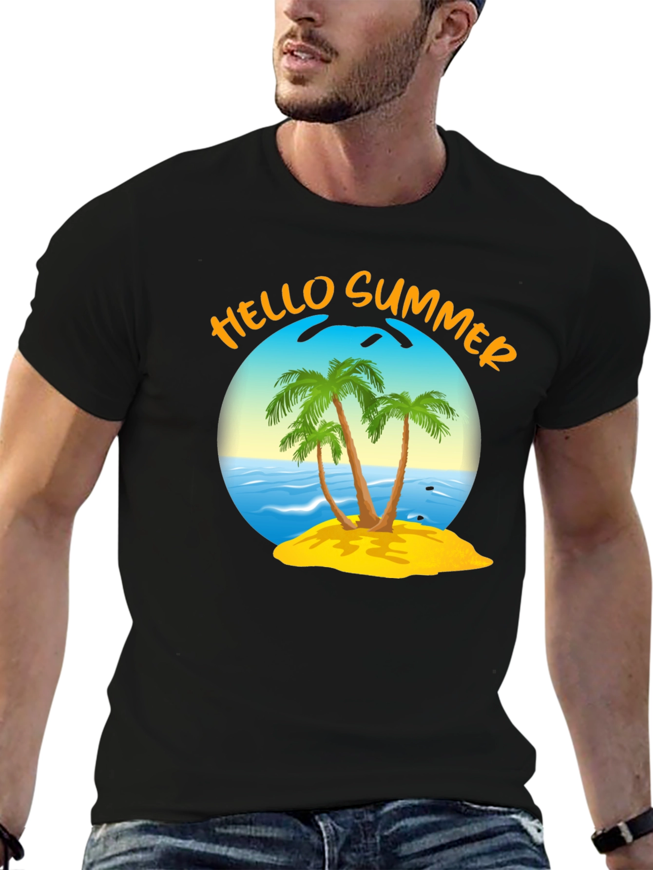 Black Hello Summer Graphic T-Shirt view 6
