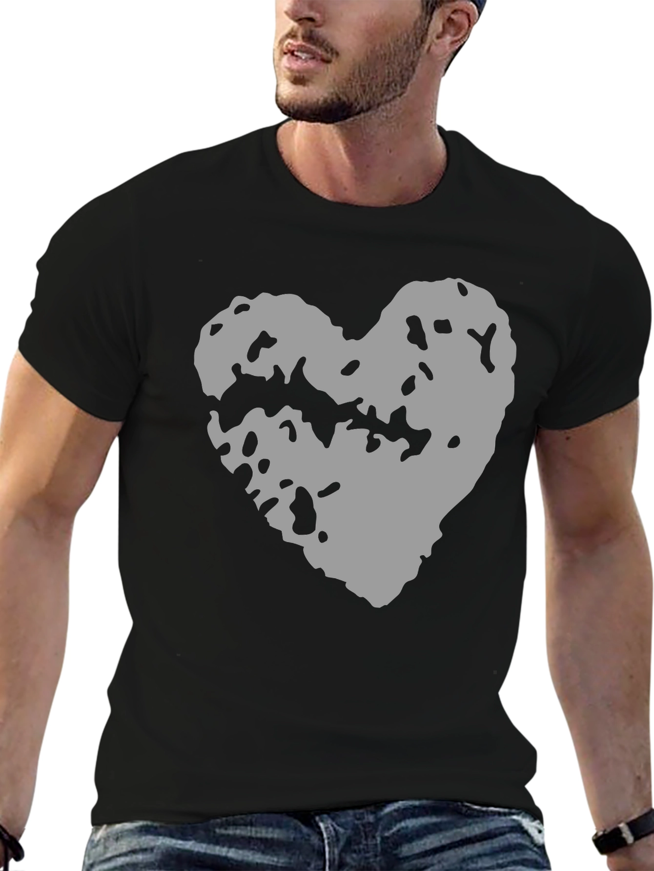 Black Abstract Heart Graphic Black Tee view 6