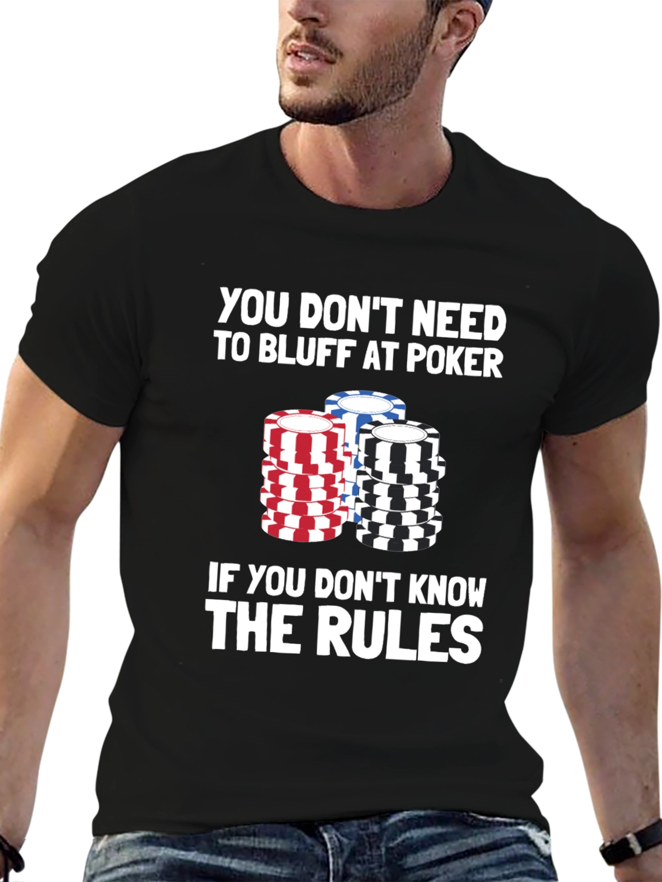 Black Poker Rules Graphic Tee view 6