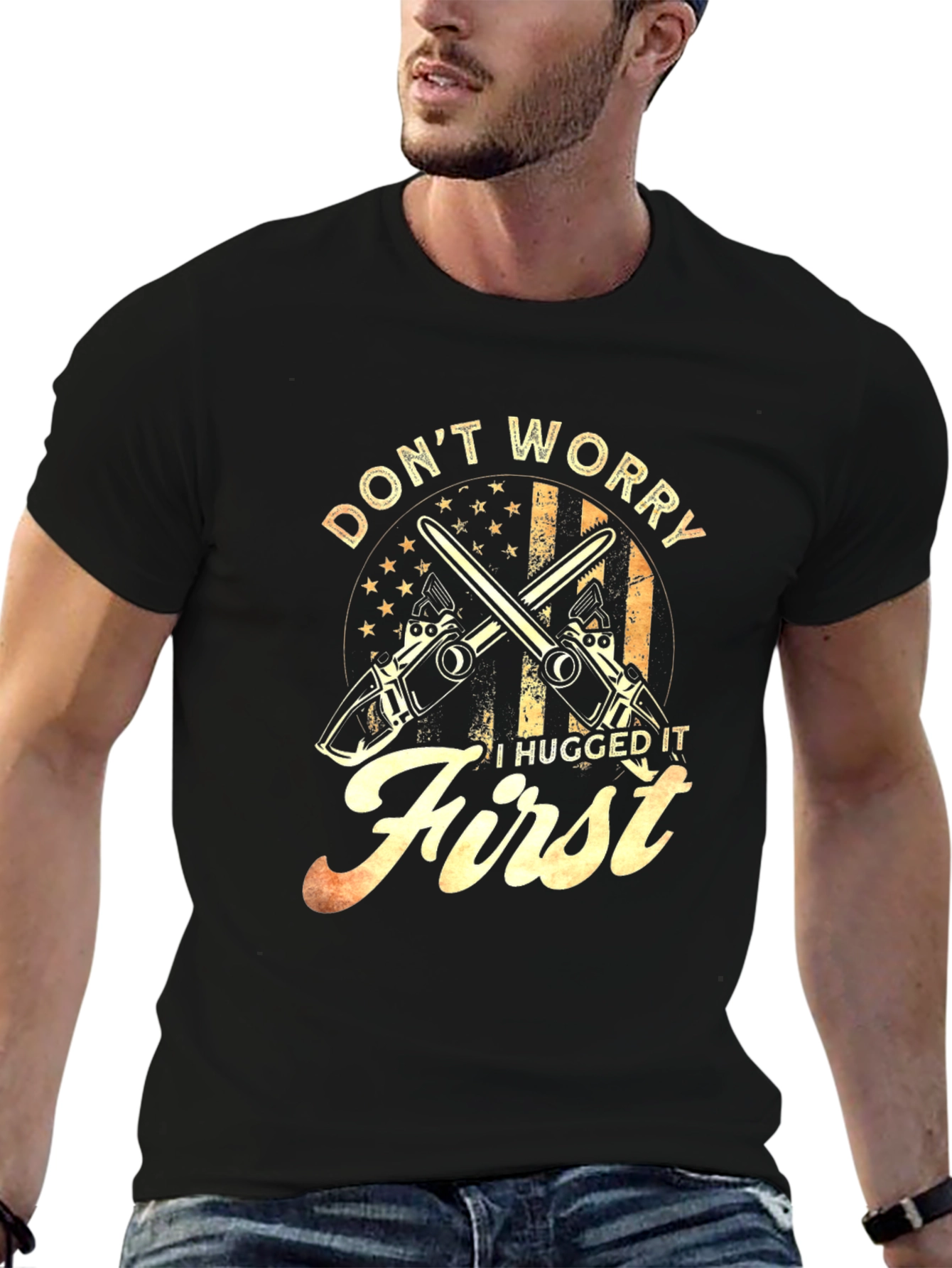 Black Don't Worry I Hugged It First T-Shirt view 6