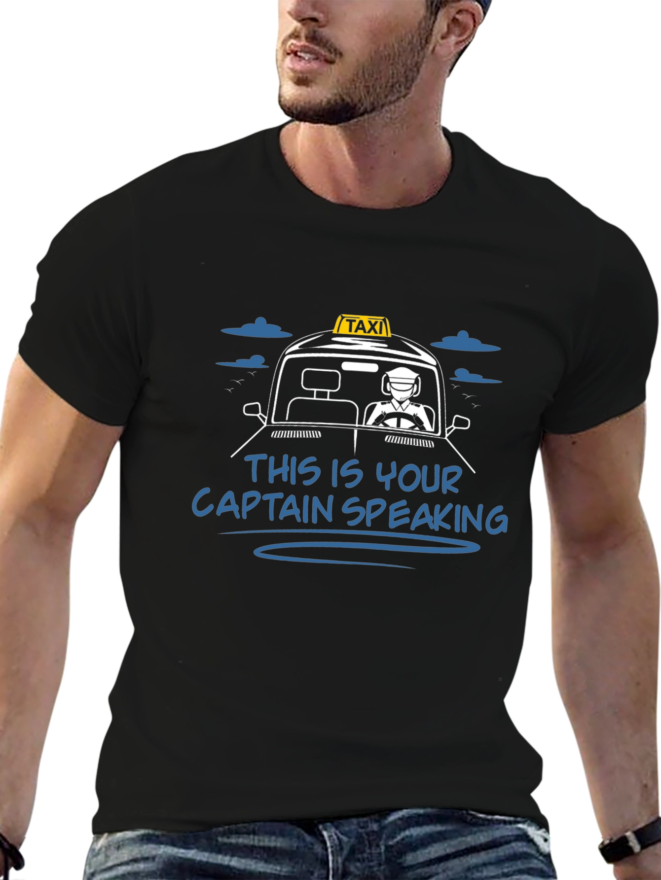 Black Taxi Captain T-Shirt - Driving Humor Tee view 6