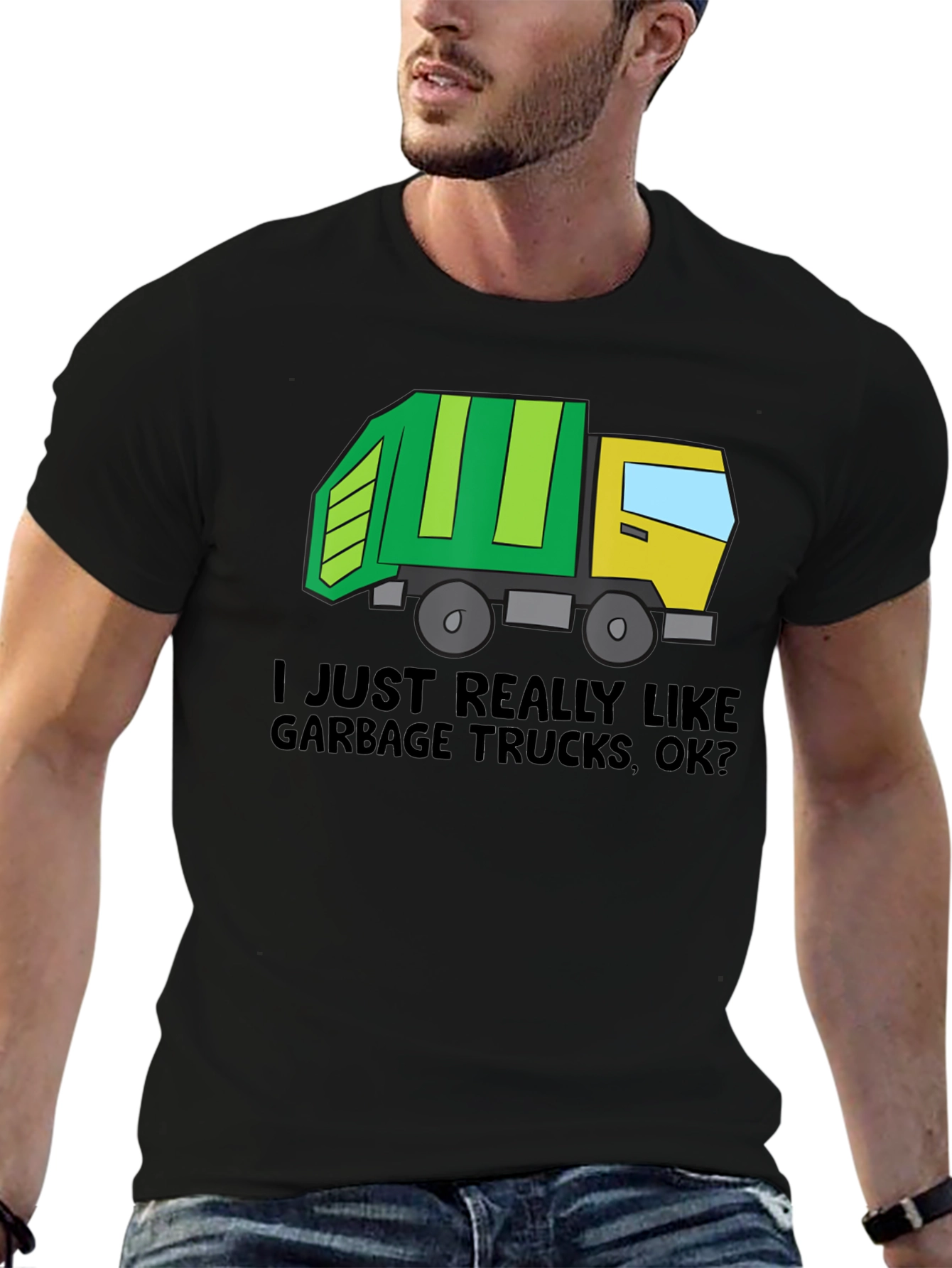 Black Garbage Truck Lover T-Shirt view 6
