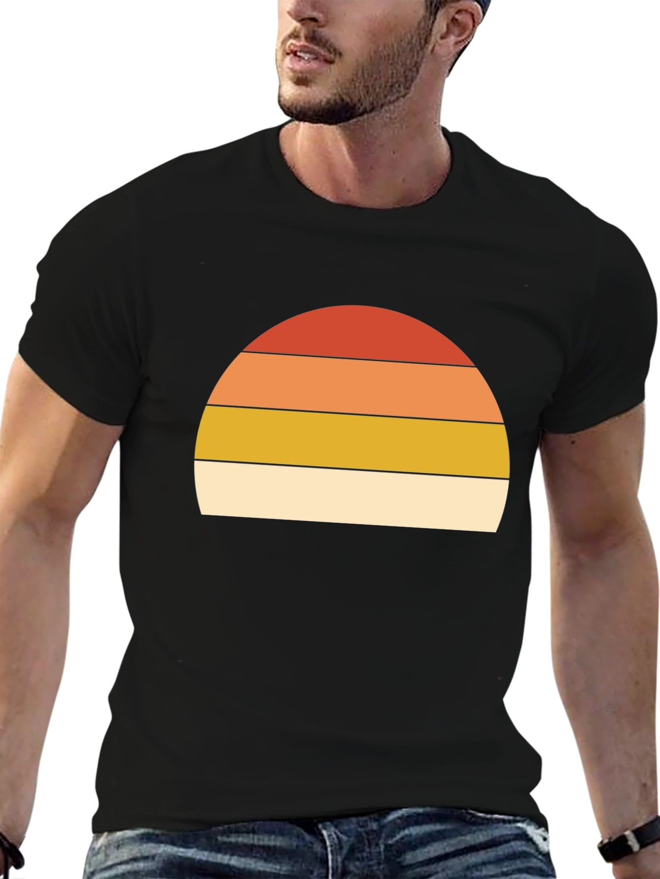 Black Retro Sunset Graphic T-Shirt - Short Sleeve view 6