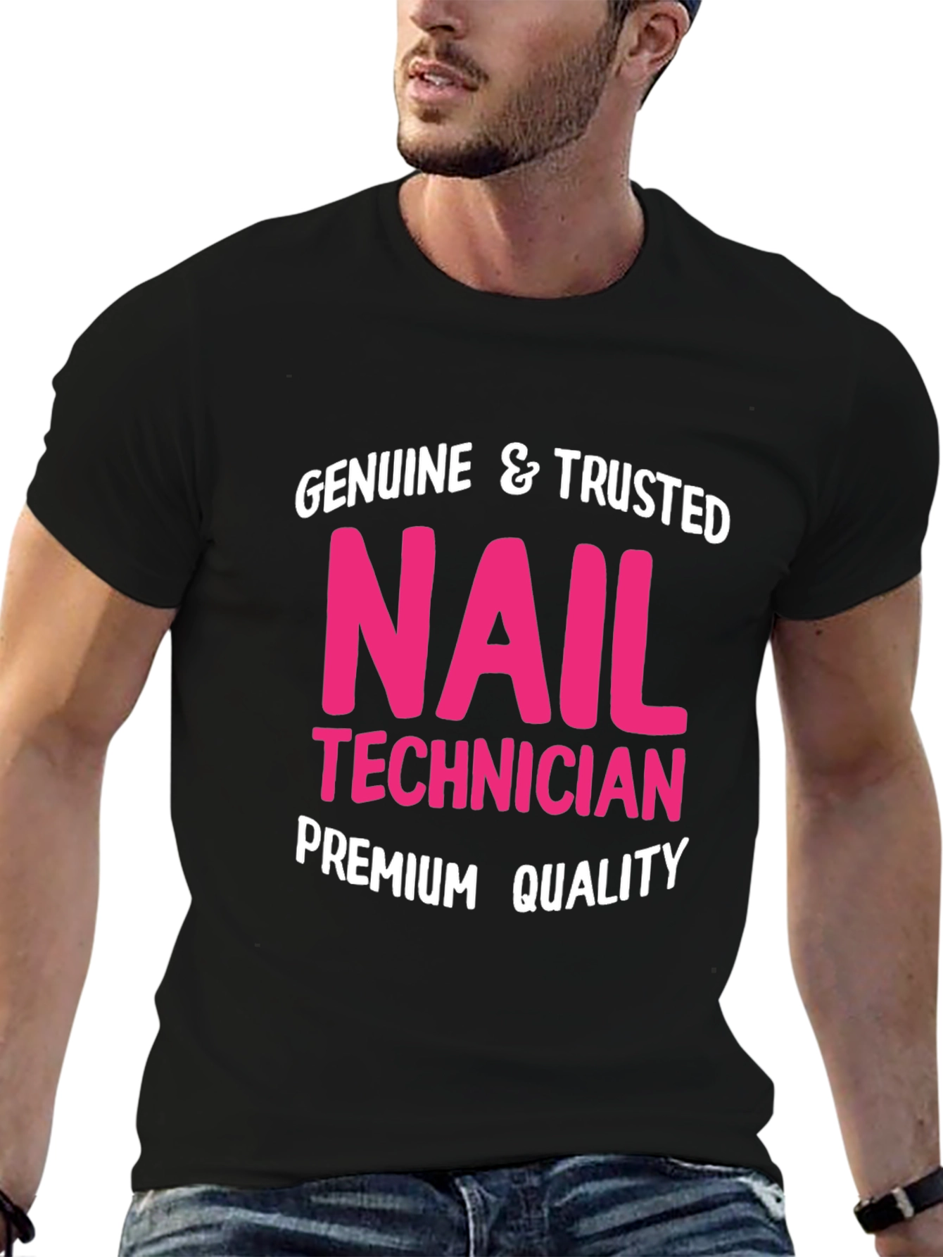 Black Genuine Nail Technician Premium Quality T-Shirt view 6
