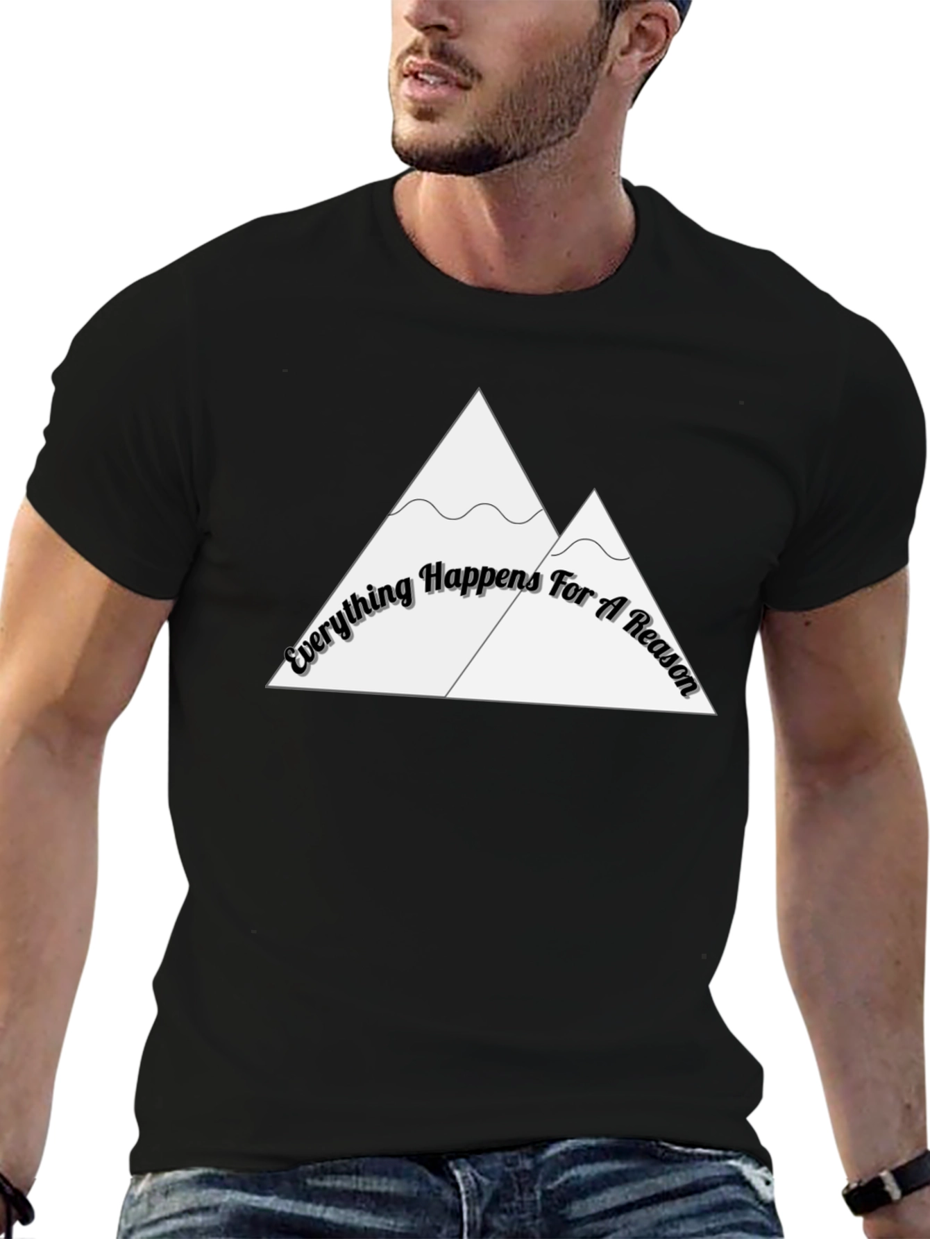 Black Everything Happens For A Reason Black T-Shirt view 6