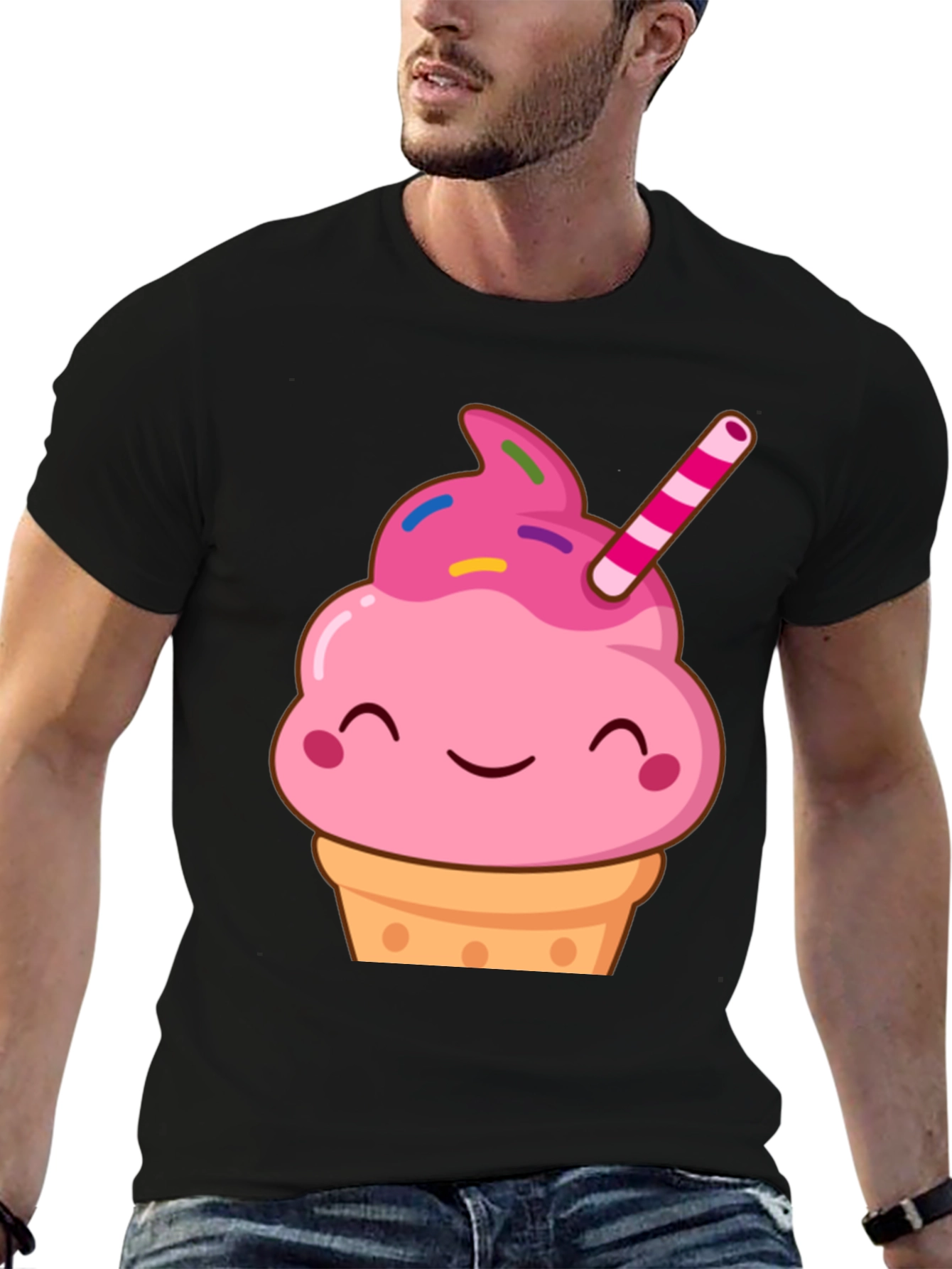Black Cute Cupcake Graphic Tee - Sweet Treat Shirt view 6