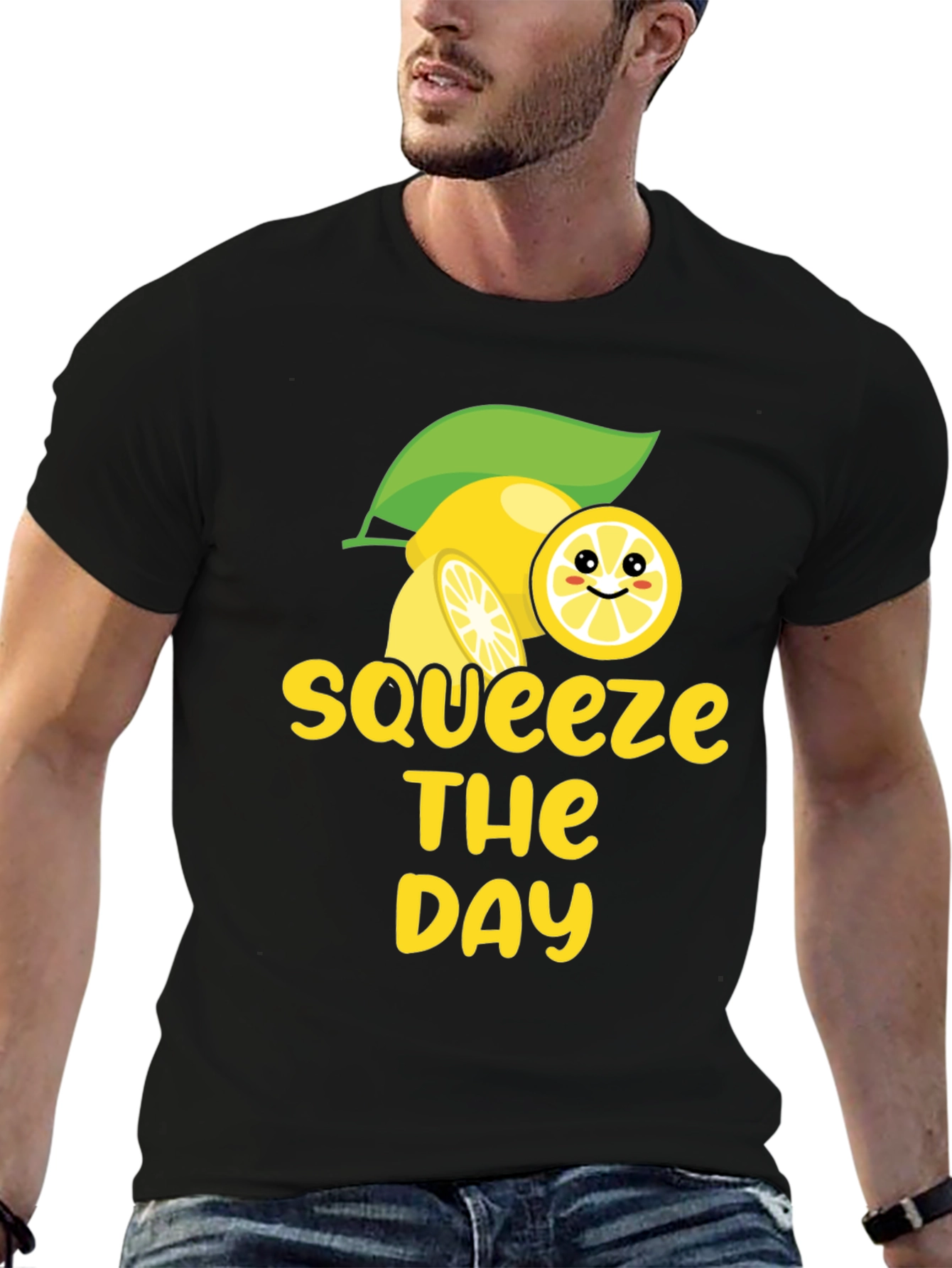 Black Squeeze the Day Graphic Tee - Black Cotton view 6