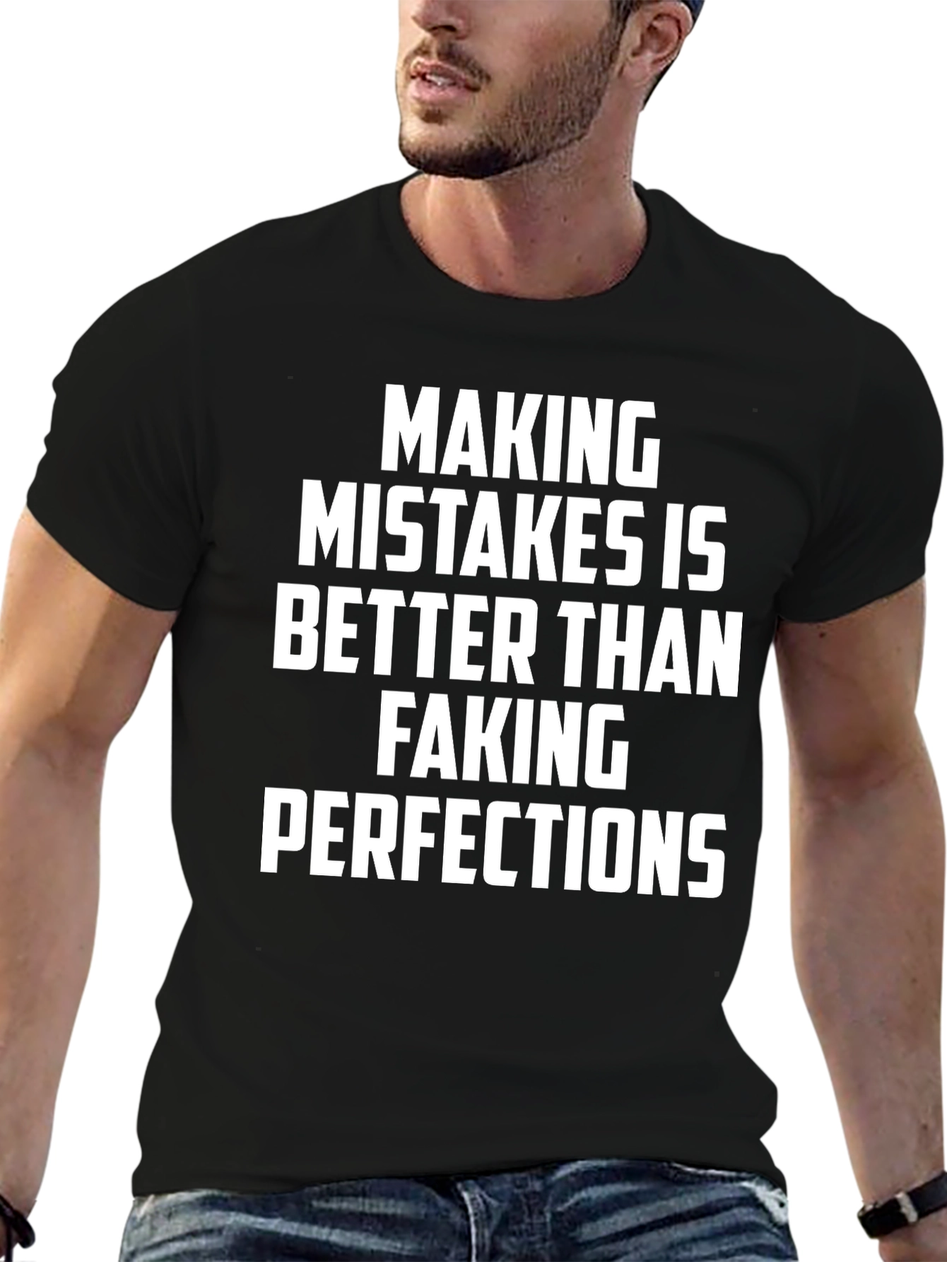 Black Making Mistakes T-Shirt - Motivational Men's Tee view 6