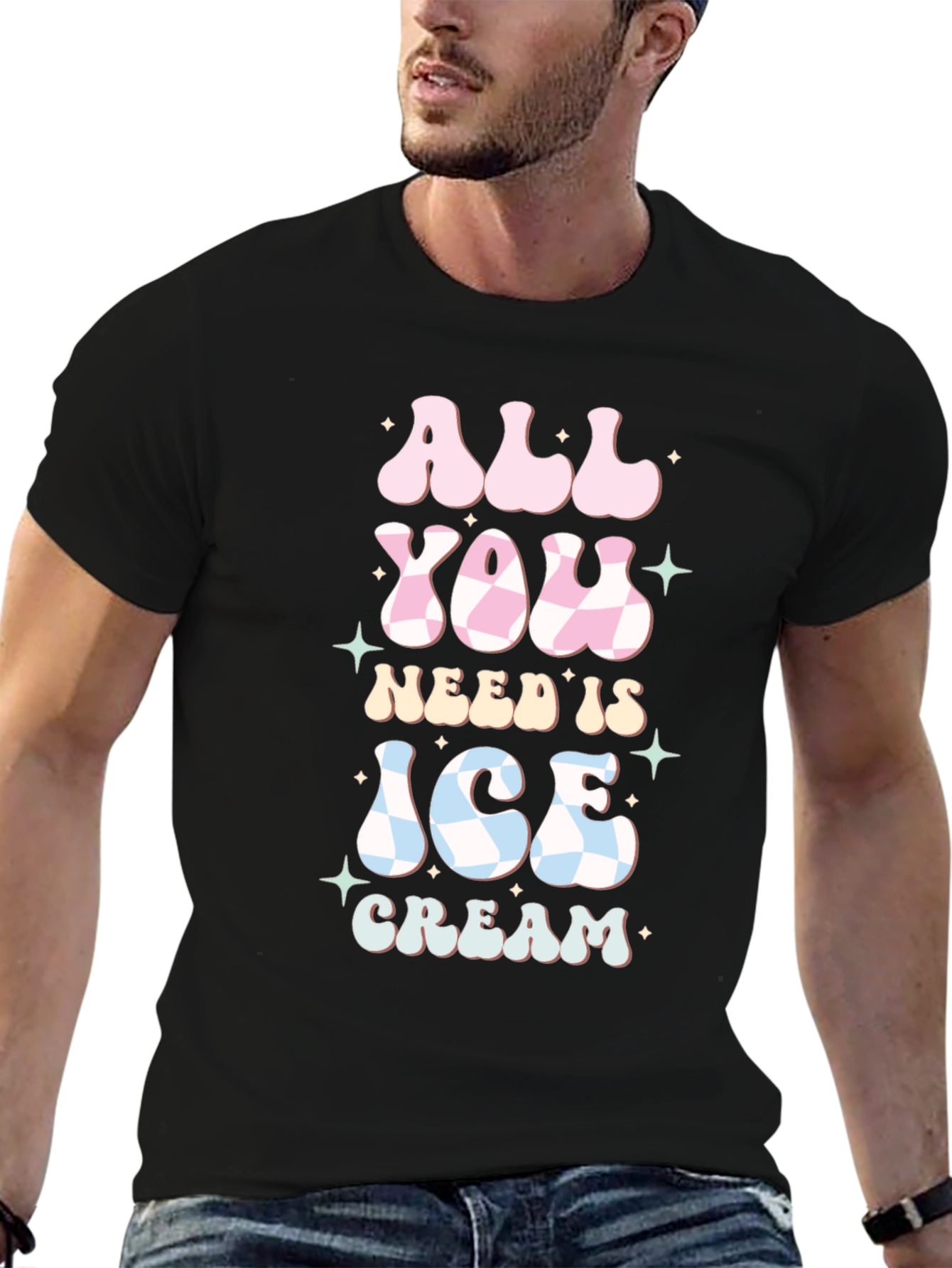 Black All You Need Is Ice Cream Graphic Tee view 6