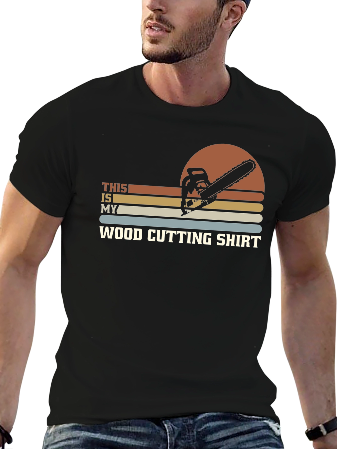 Black Wood Cutting Shirt - Chainsaw Graphic Tee view 6