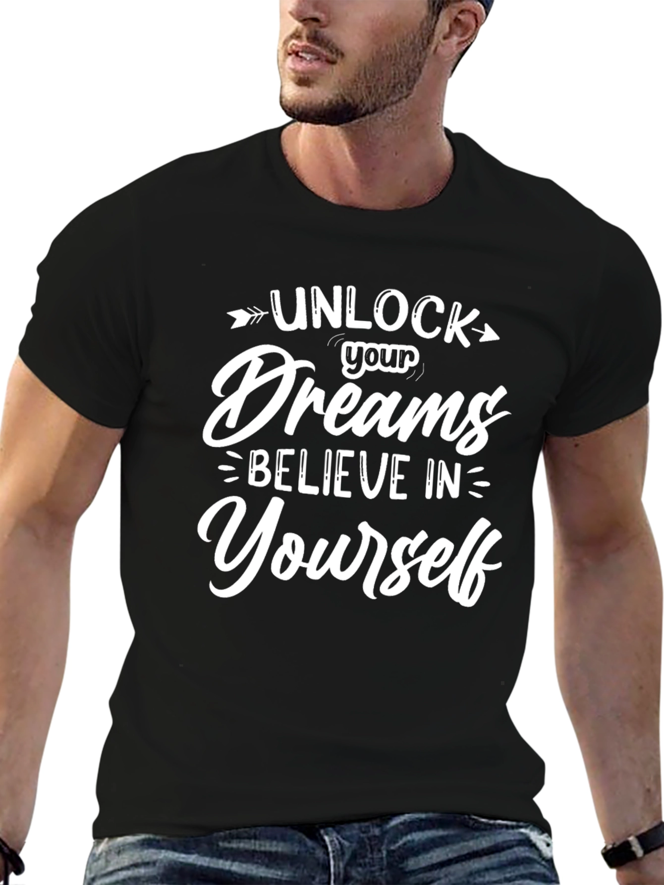 Black Unlock Your Dreams Graphic T-Shirt view 6