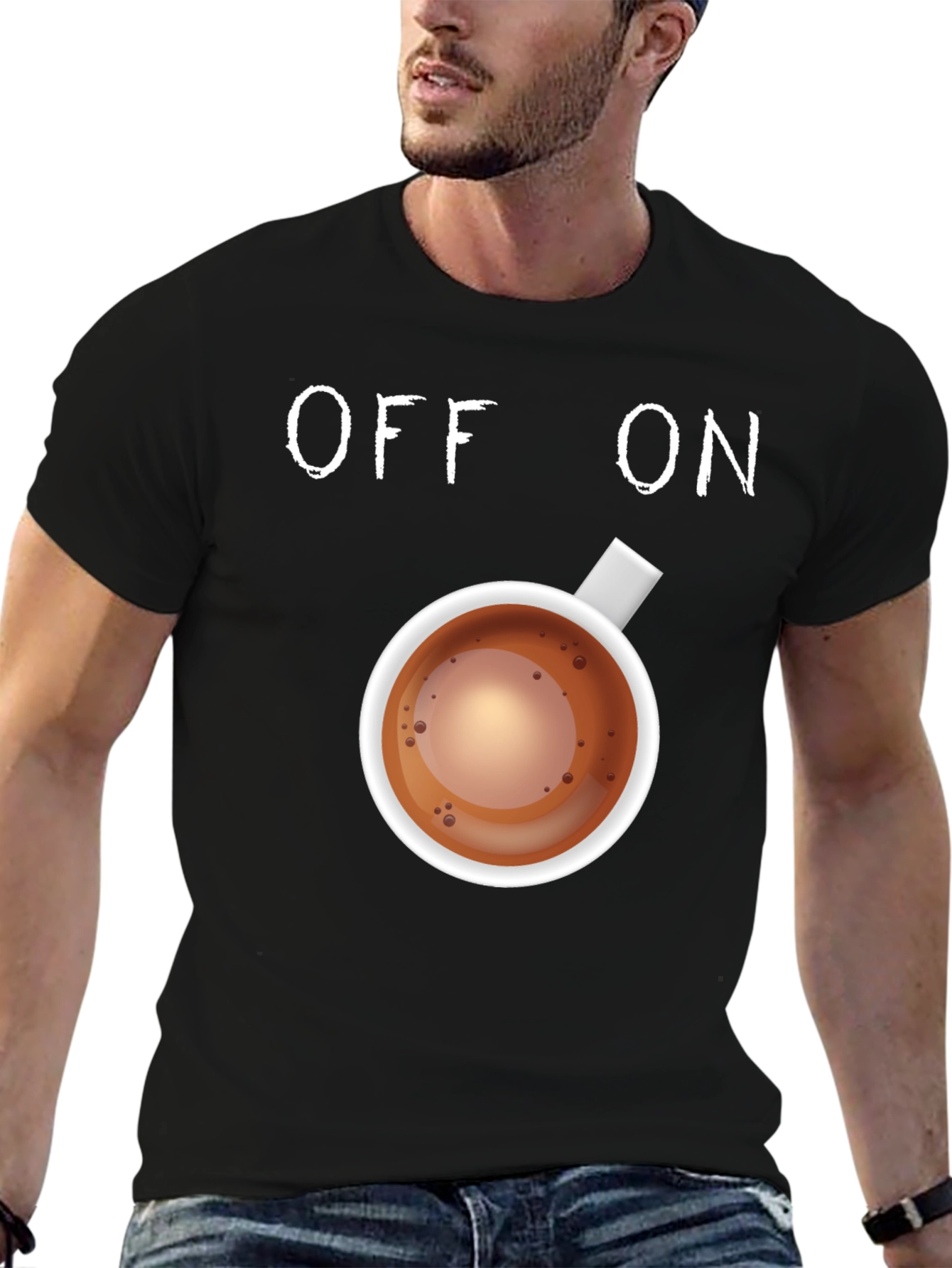 Black Coffee Lover T-Shirt: Off-On Caffeine Mode view 6