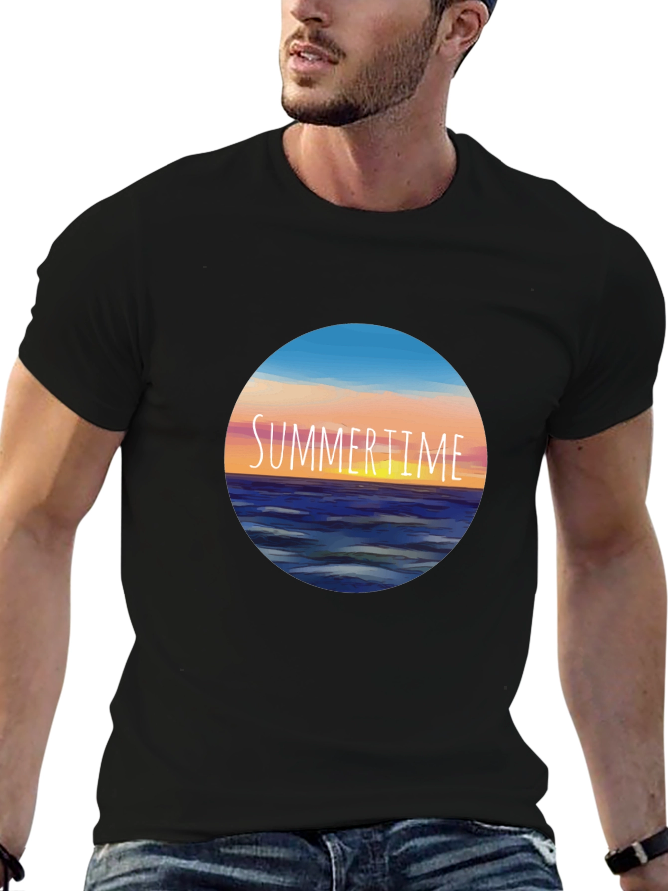 Black Summertime Horizon Graphic Tee view 6