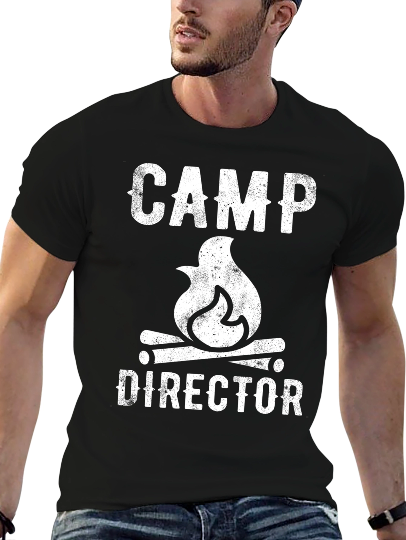 Black Camp Director Graphic Tee - Black Cotton T-Shirt view 6