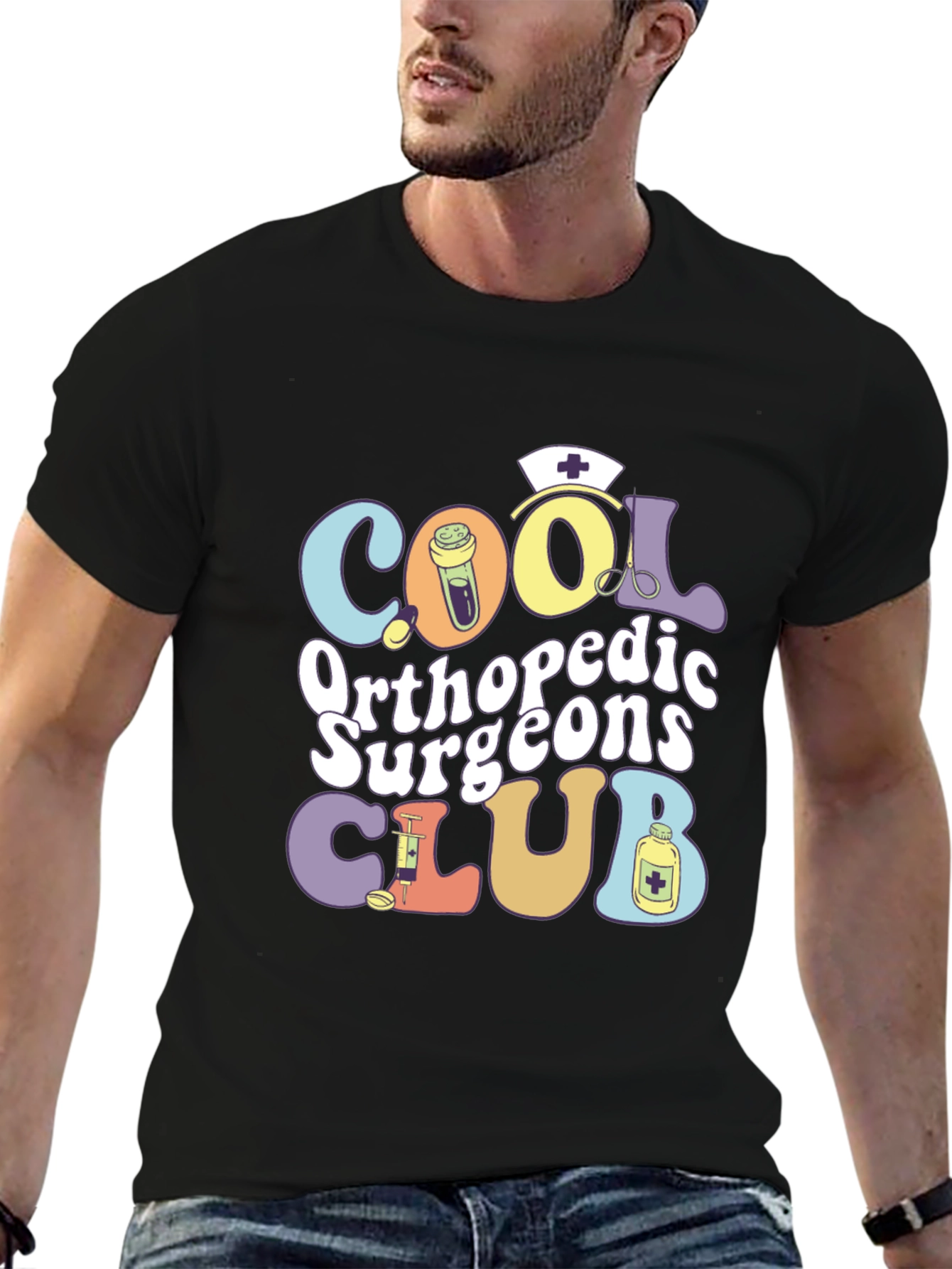 Black Cool Orthopedic Surgeons Club T-Shirt view 6