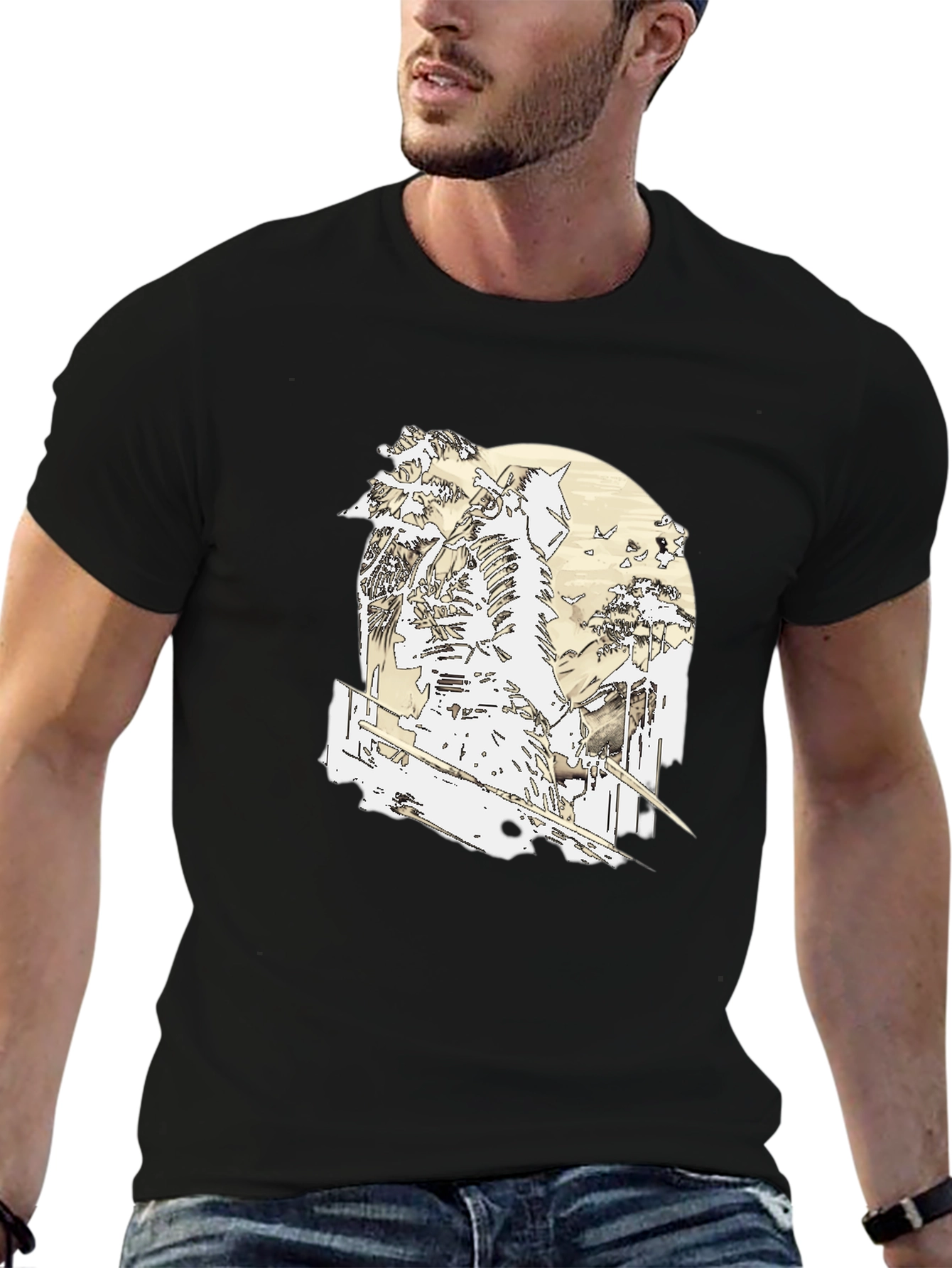 Black Samurai Warrior Graphic Black T-Shirt view 6